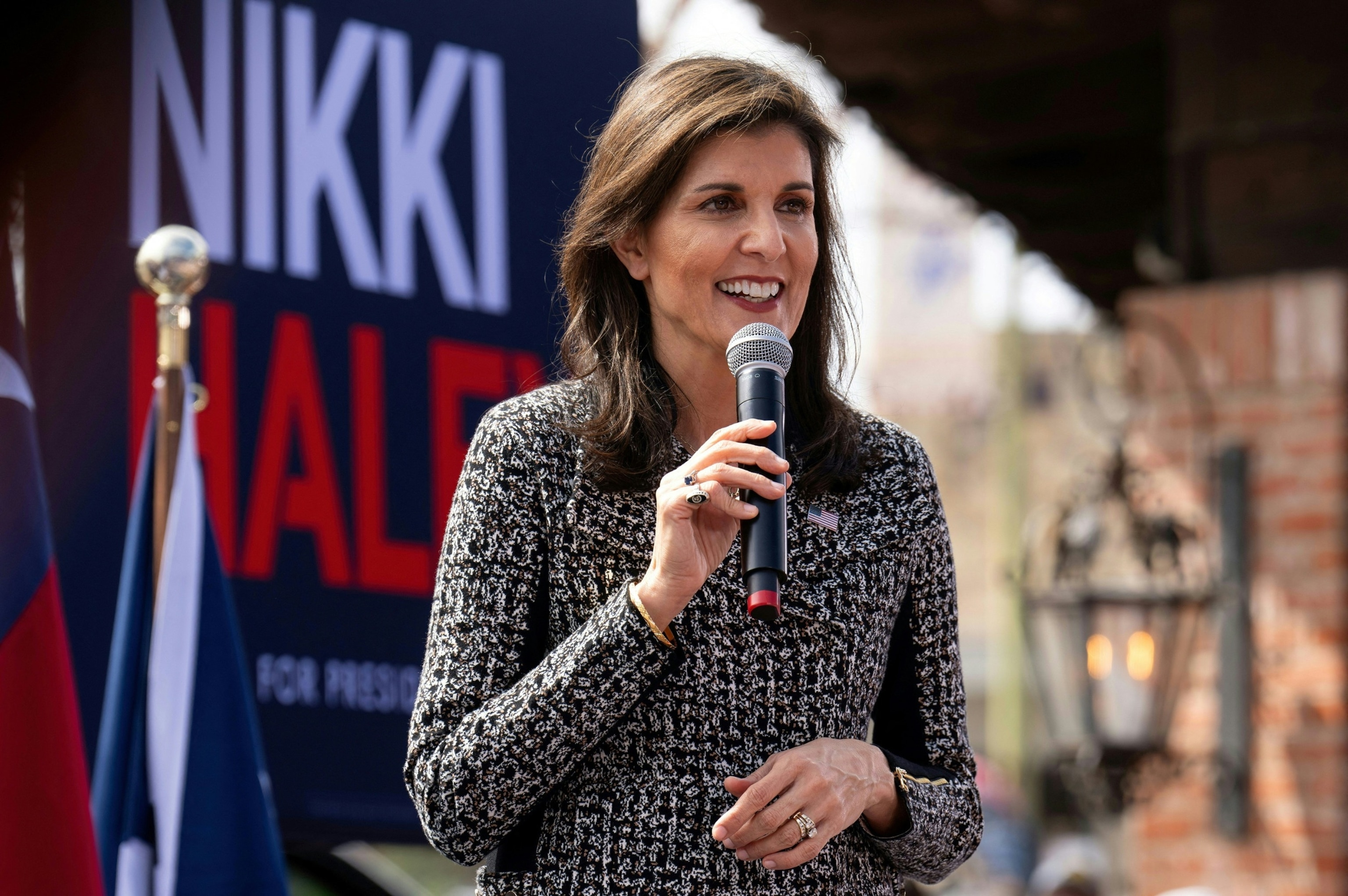 PHOTO: Republican presidential hopeful Nikki Haley speaks during a campaign event in San Antonio, Texas, on Feb. 16, 2024. 