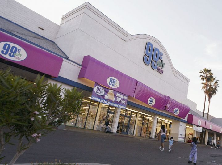 BAKERSFIELD, CA - APRIL 6: Shoppers go to a 99 Cents Only Store on April 7, 2004 in Bakersfield, CA. The discount chains sales fell below it's first quarter expectations and is expecting a profit of 18 to 19 cents a share instead of the projected 20 to 21 cents a share for the quarter. (Photo by Roger Hornback/Getty Images)