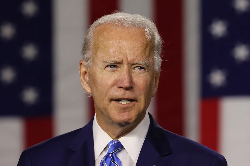 Democratic Presidential Candidate Joe Biden Speaks On His "Build Back Better" Clean Energy Economic Plan
WILMINGTON, DELAWARE - JULY 14: Democratic presidential candidate former Vice President Joe Biden speaks at the Chase Center July 14, 2020 in Wilmington, Delaware. Biden delivered remarks on his campaign's 'Build Back Better' clean energy economic plan. (Photo by Chip Somodevilla/Getty Images)