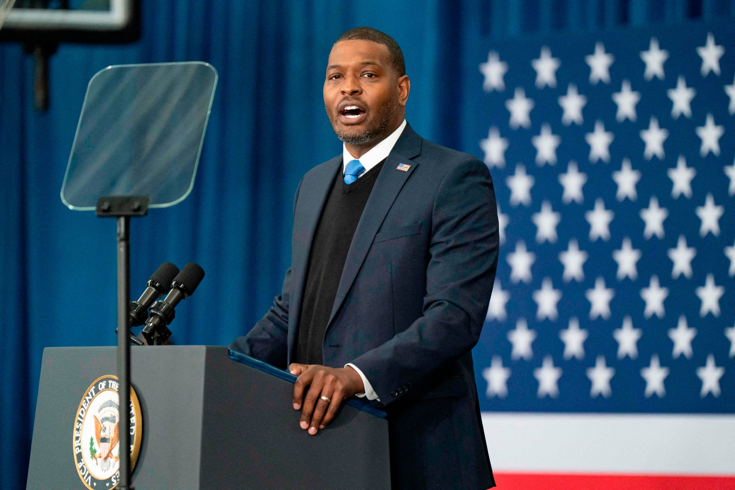 PHOTO: Michael Regan, Administrator of the US Environmental Protection Agency (EPA), speaks at a event on April 4, 2024, in Charlotte, North Carolina.