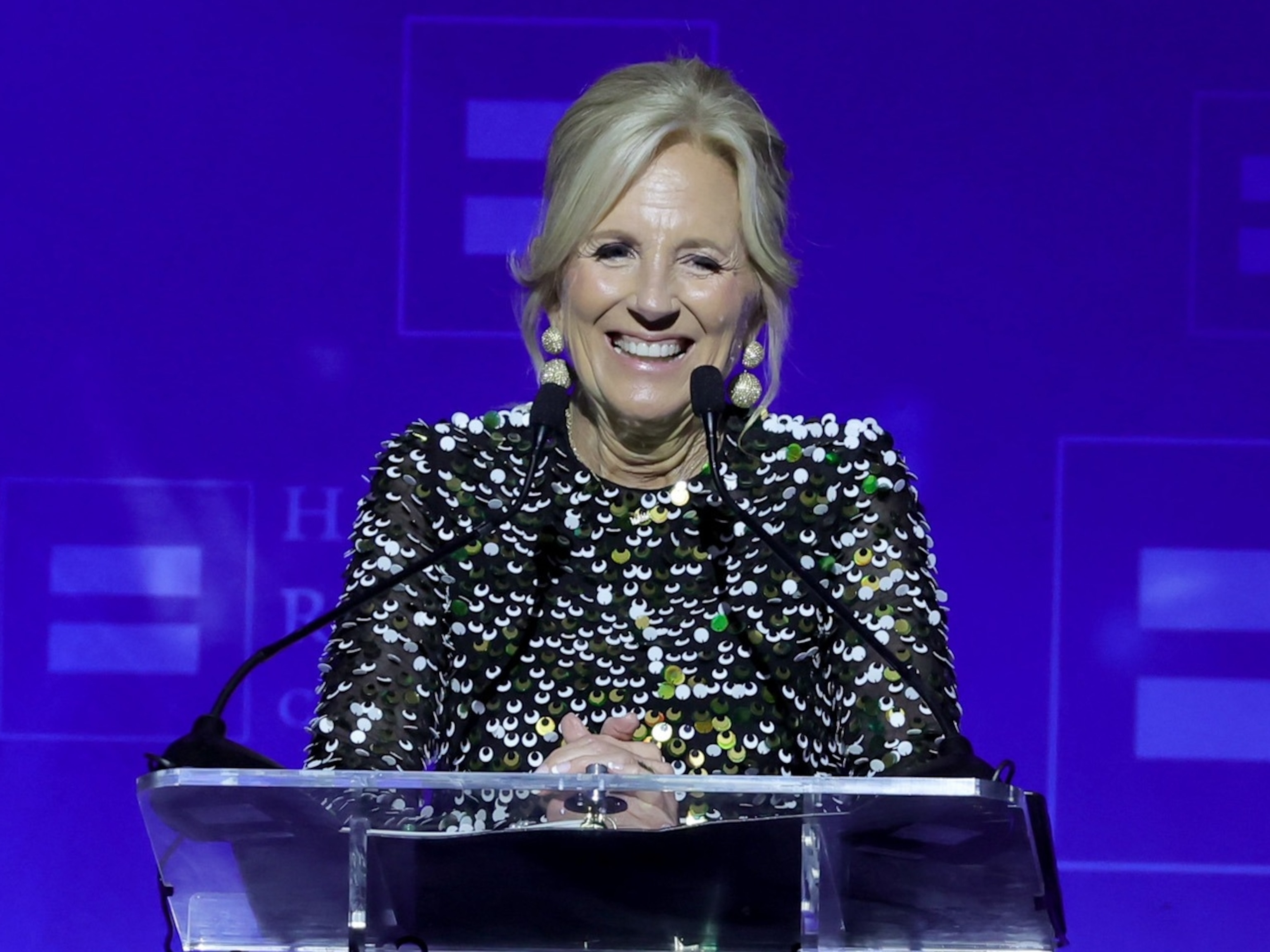 PHOTO: Dr. Jill Biden speaks onstage during the 2024 Human Rights Campaign dinner, Mar. 23, 2024, in Los Angeles.