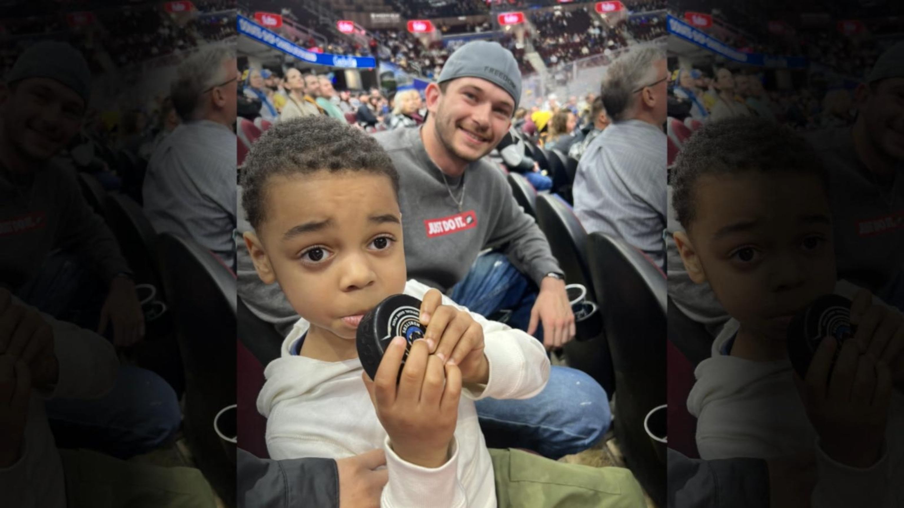 VIDEO: Stranger saves 4-year-old boy from flying puck at hockey game