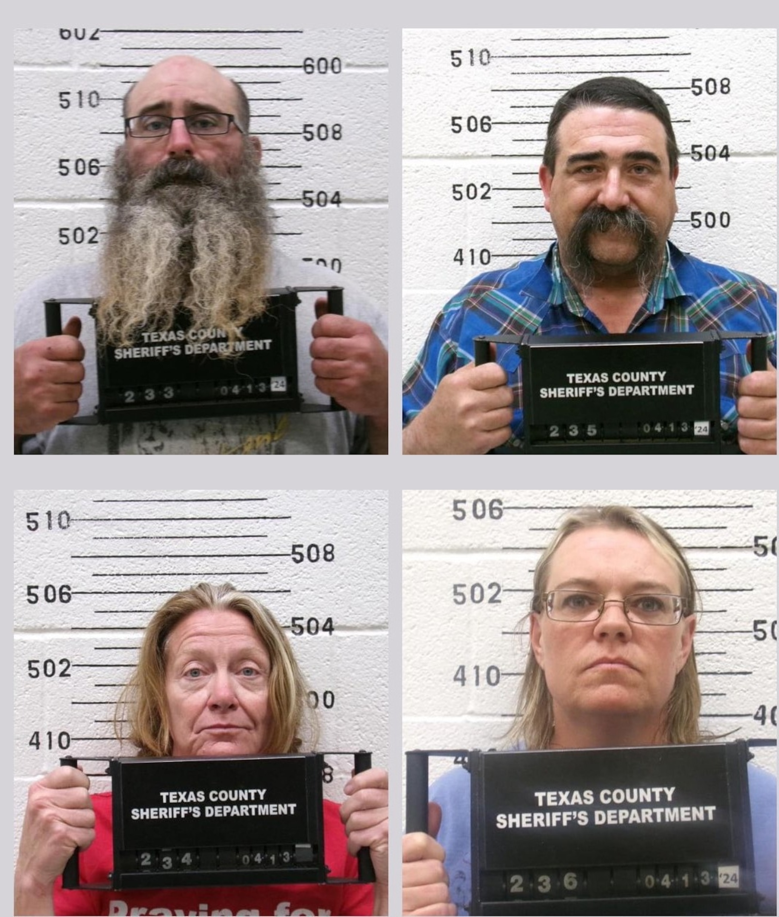 PHOTO: Tad Bert Cullum, 43; Tifany Machel Adams, 54; Cole Earl Twombly,50; and Cora Twombly, 44, are seen in photographs released by the Oklahoma State Bureau of Investigation on April 14, 2024.