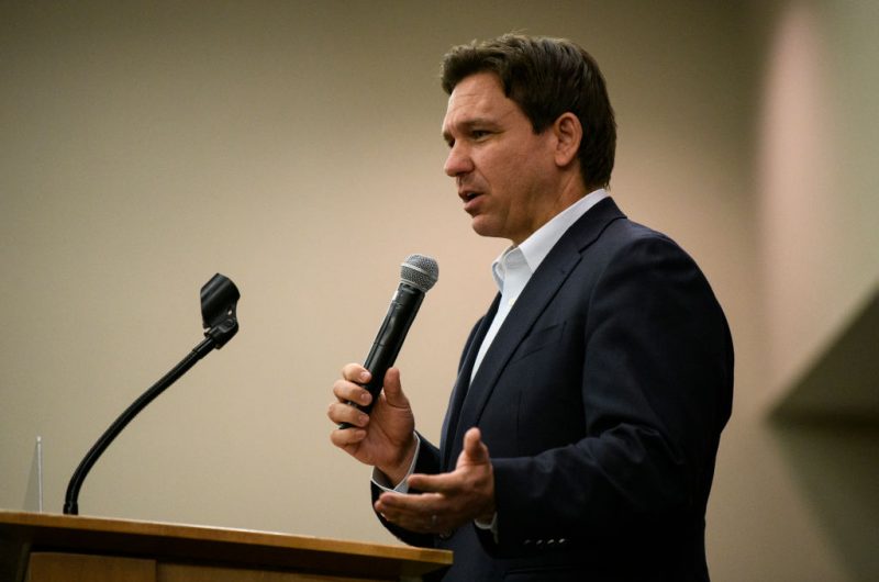 CEDAR RAPIDS, IOWA - MAY 13: Florida Gov. Ron DeSantis speaks during an Iowa GOP reception on May 13, 2023 in Cedar Rapids, Iowa. Although he has not yet announced his candidacy, Gov. DeSantis has received the endorsement of 37 Iowa lawmakers for the Republican presidential nomination next year. (Photo by Stephen Maturen/Getty Images)