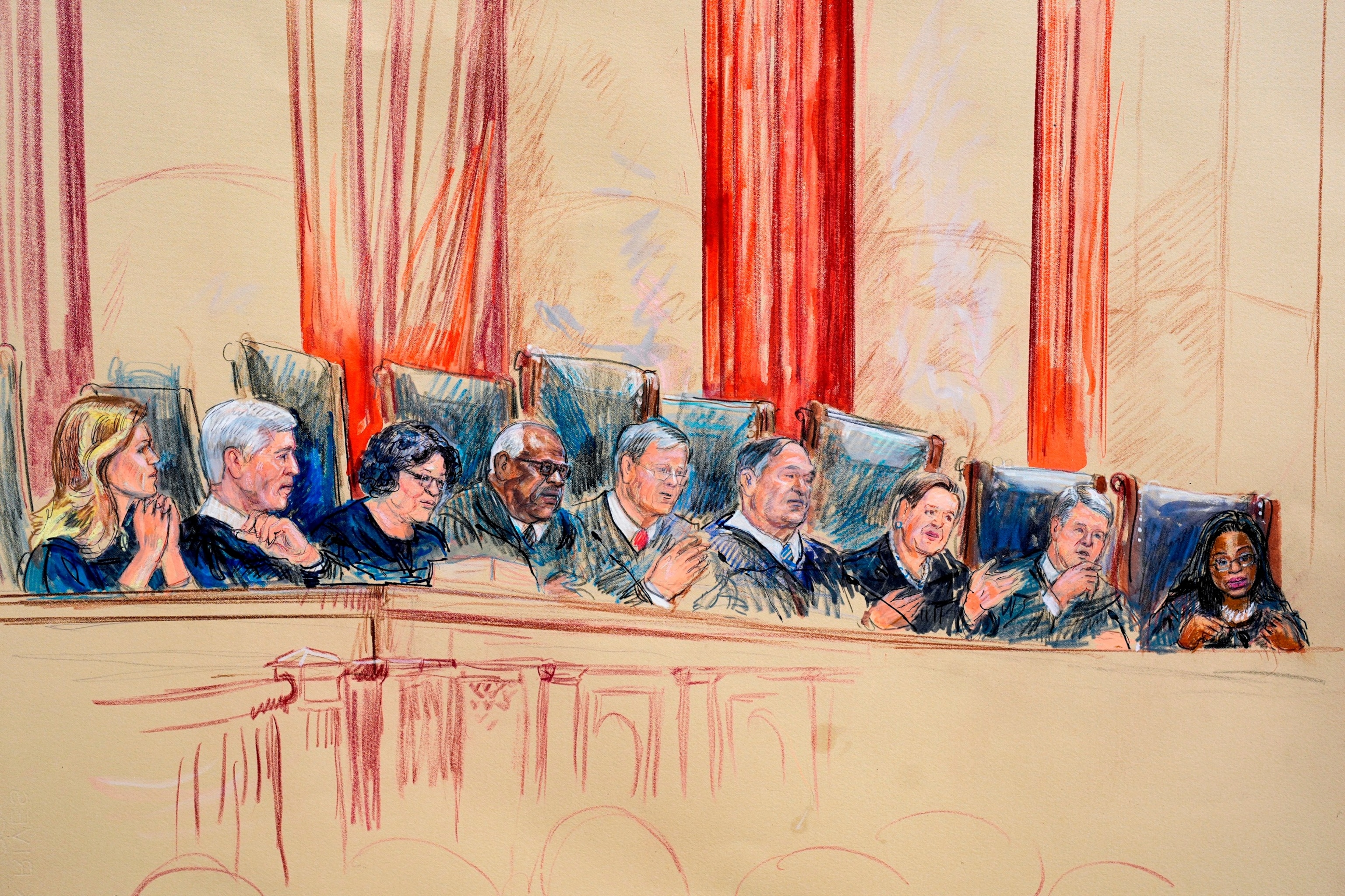 PHOTO: Supreme Court Justices during arguments in Washington, April 25, 2024. 
