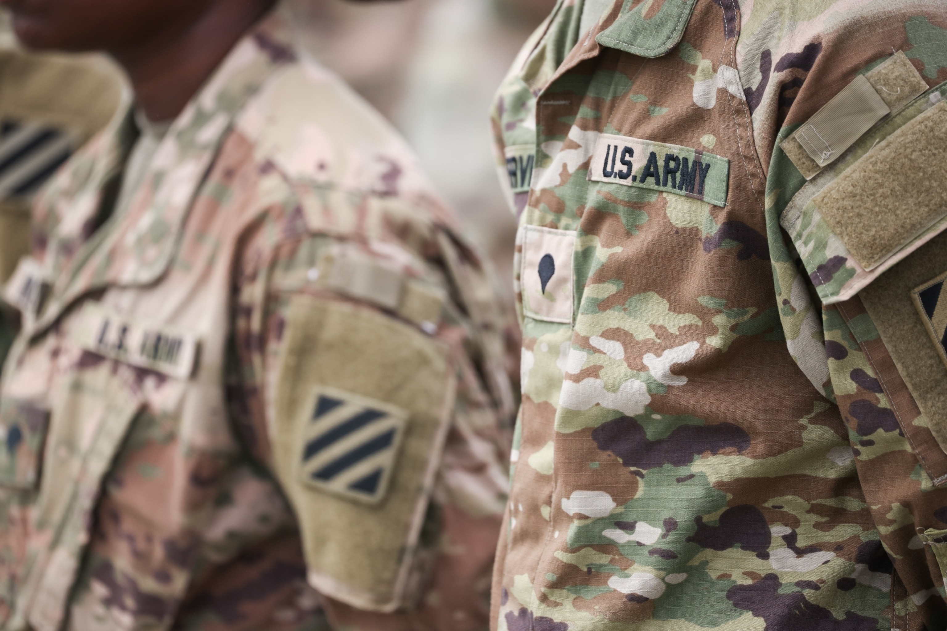 PHOTO: U.S. Army soldiers of the 1st Brigade of the 3rd Infantry Division stand side by side during a visit by the German president in Grafenwoehr Germany, July 13, 2022.