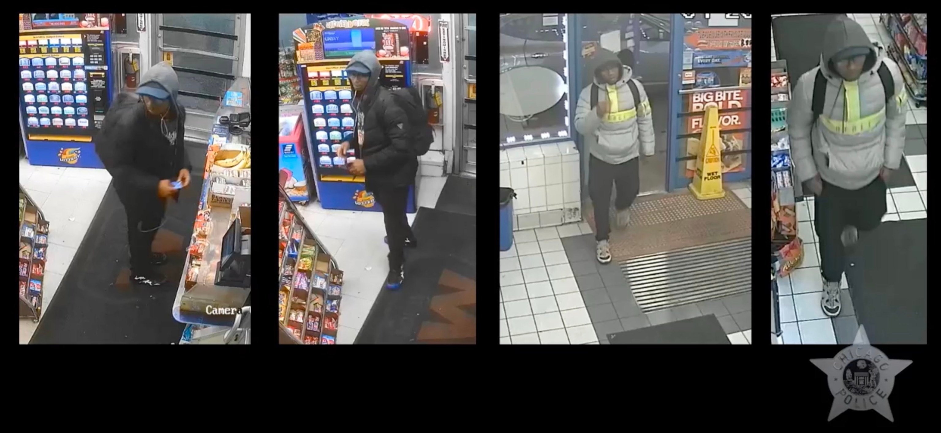 PHOTO: Chicago police have released videos of a person of interest in the fatal April 21, 2024, shooting of Chicago Police Officer Luis M. Huesca.