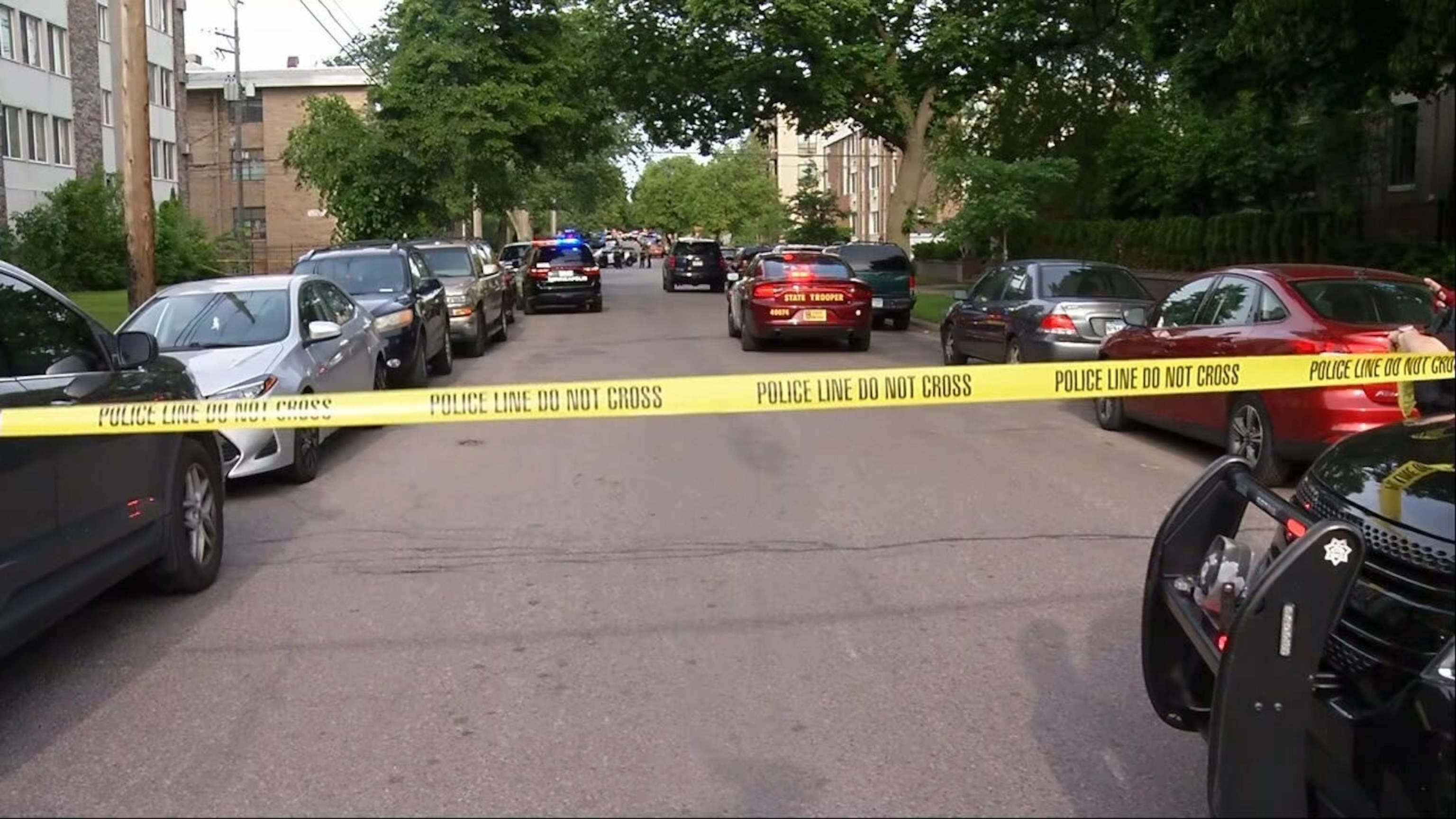 PHOTO: Police tape is shown at the scene of a shooting in Minneapolis on May 30, 2024.