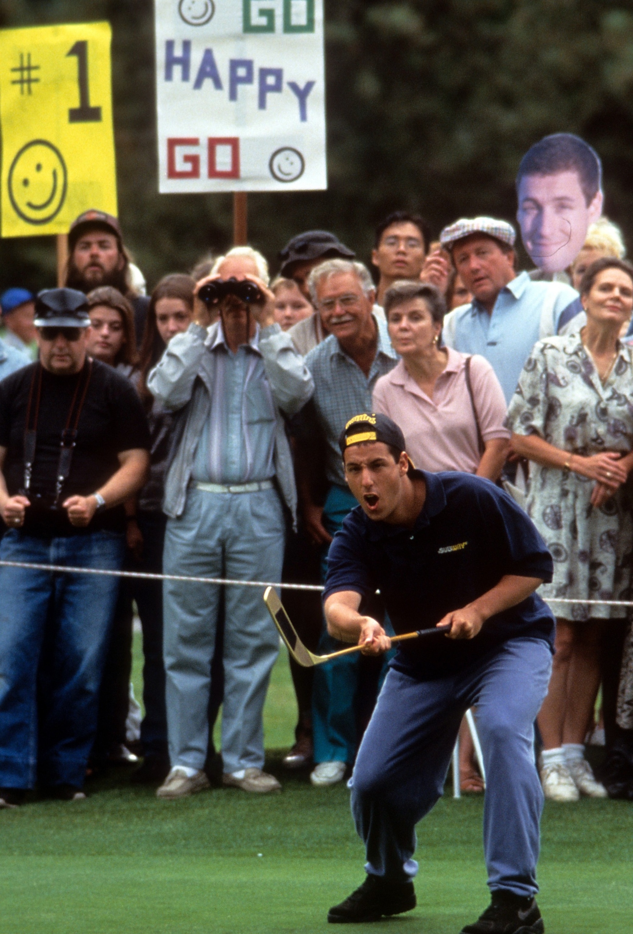 PHOTO: Adam Sandler plays golf in a scene from the film "Happy Gilmore," 1996. 