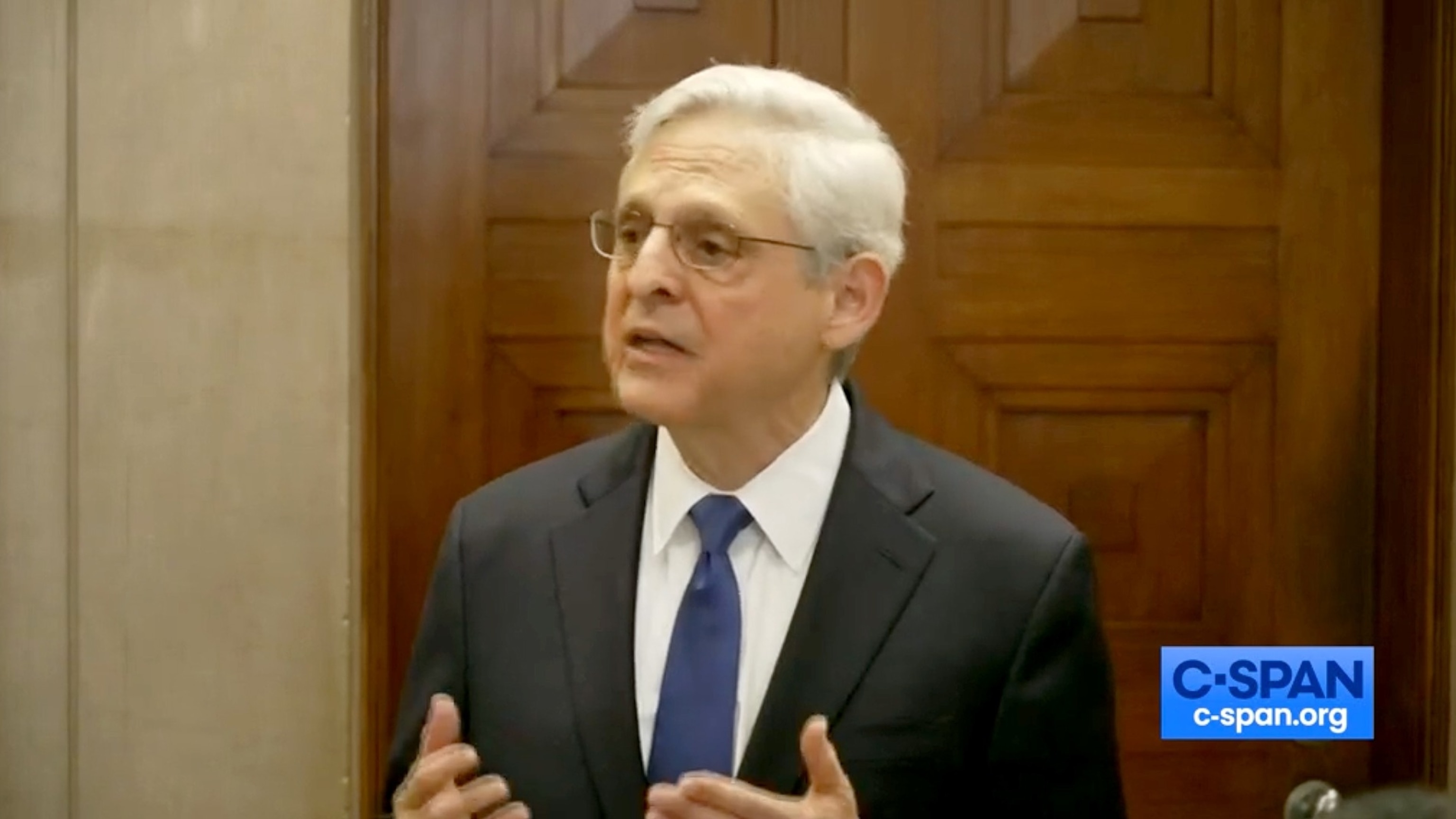 PHOTO: AG Merrick Garland speaks to reporters outside his office, May 16, 2024, in Washington, D.C.