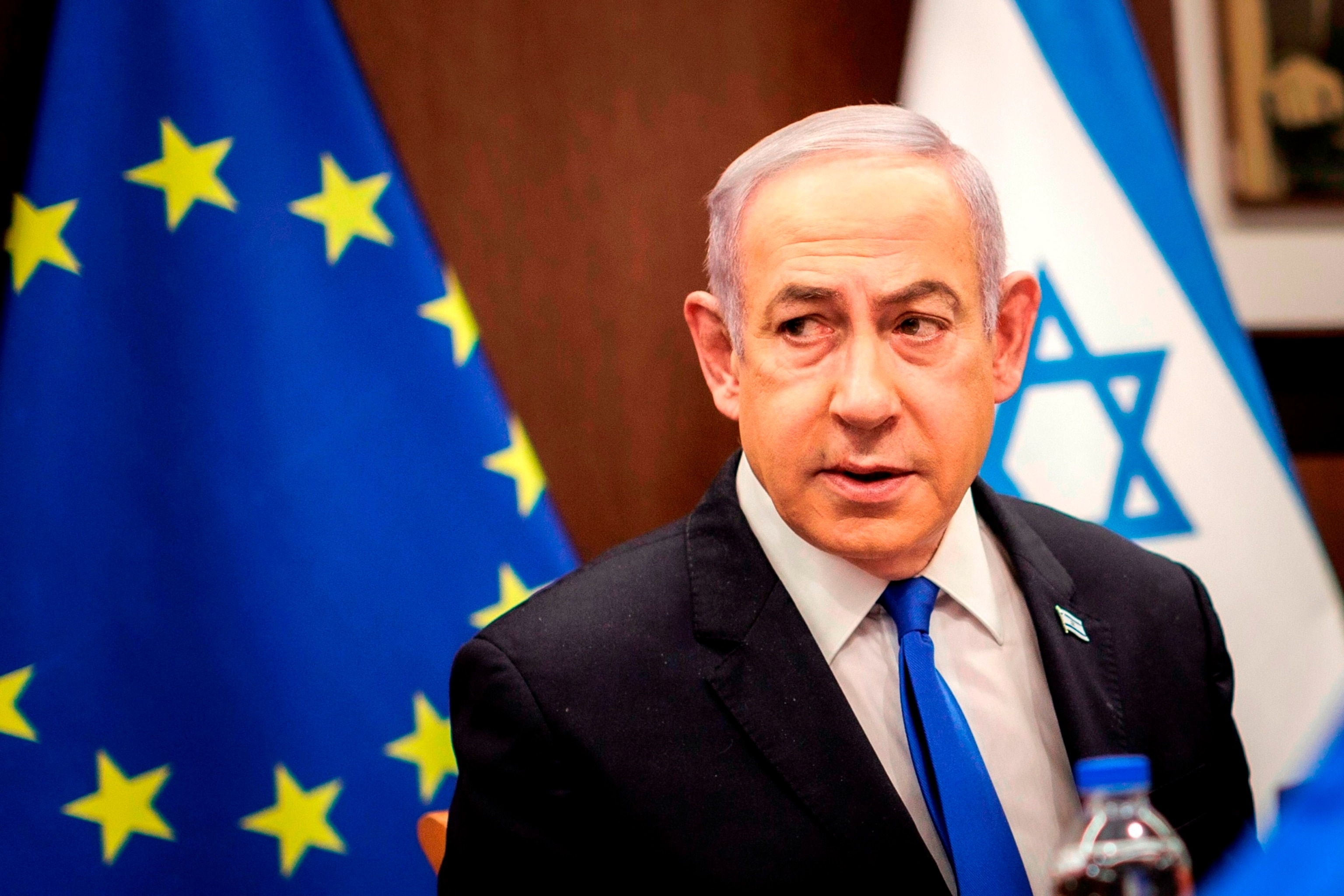 PHOTO: In this April 17, 2024, file photo, Benjamin Netanyahu, Prime Minister of the State of Israel, speaks in Jerusalem.