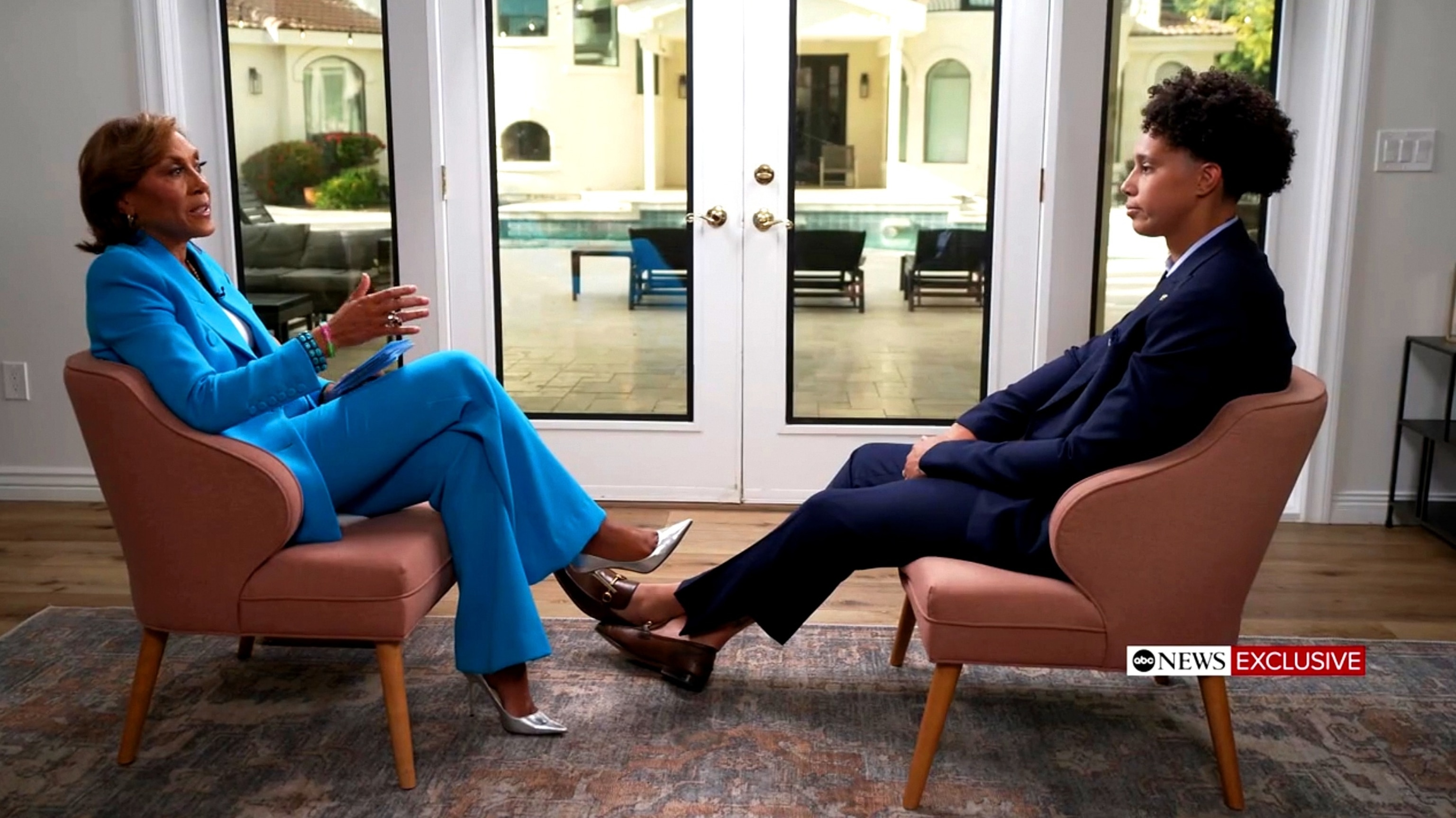 PHOTO: Brittney Griner speaks with Robin Roberts during an interview with ABC News.