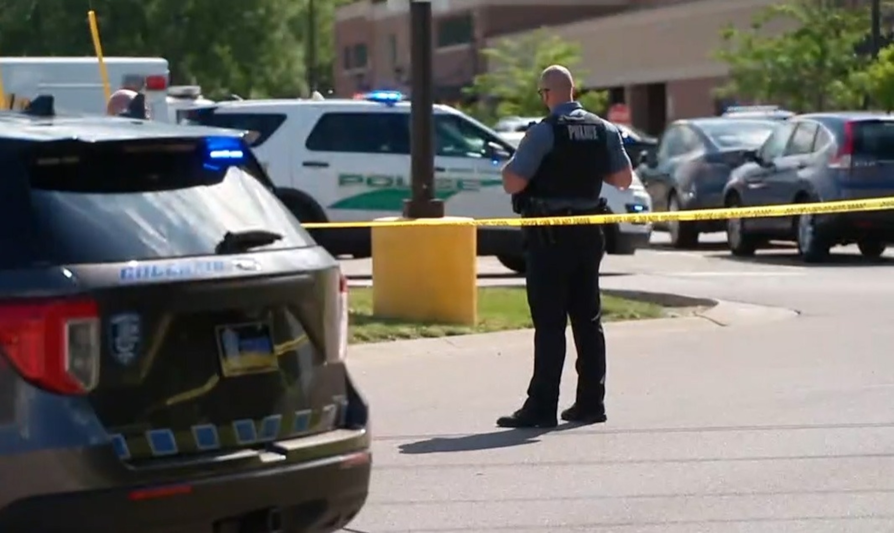 PHOTO: In this screen grab from a video, police are on the scene of a schooting at a Kroger in Colerain Township, Ohio, on May 20, 2024.