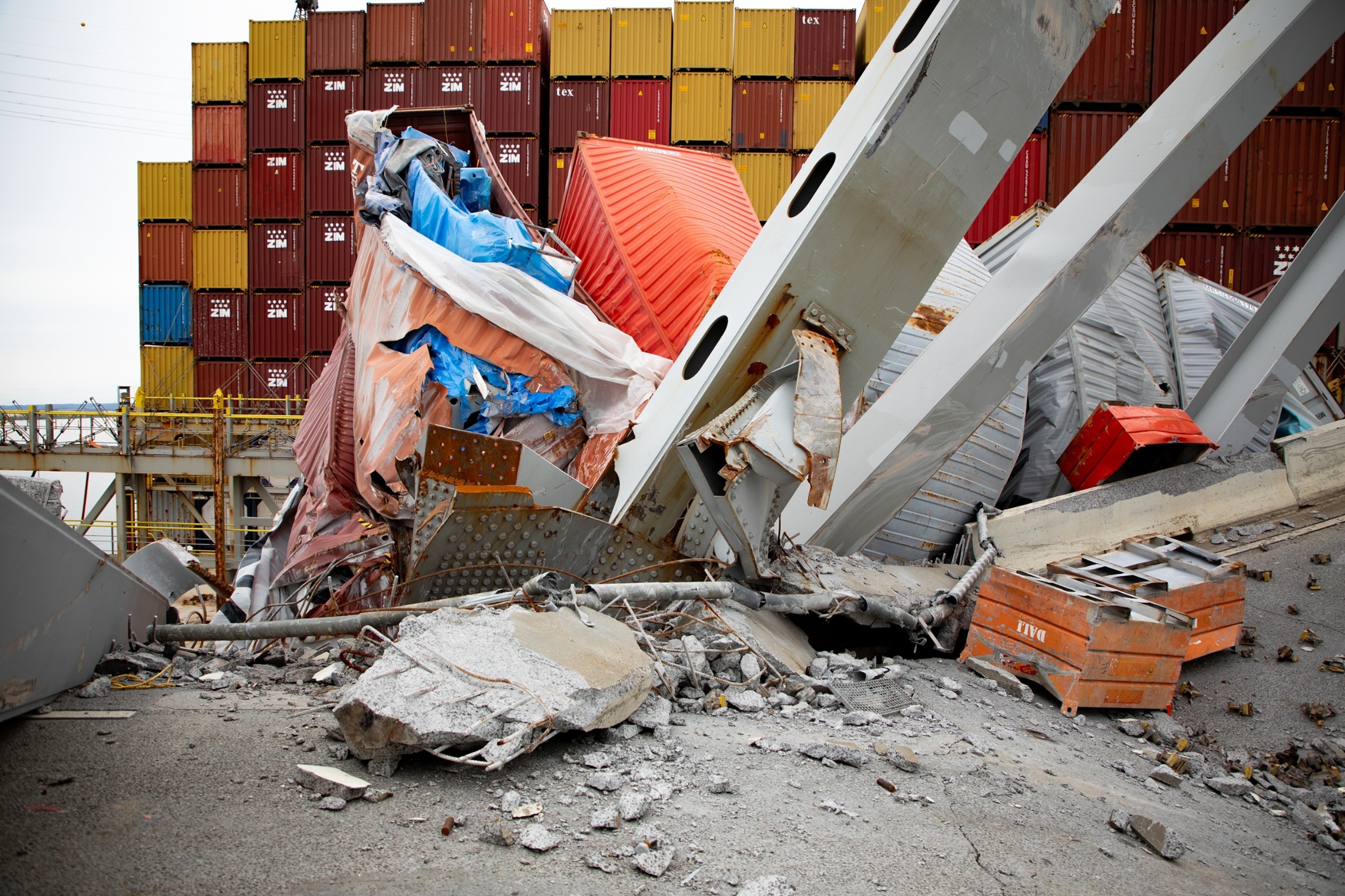 PHOTO: Wreckage removal is ongoing on the M/V DALI to prepare to refloat and remove the vessel from the Fort McHenry Federal Navigation Channel, April 21, 2024. 