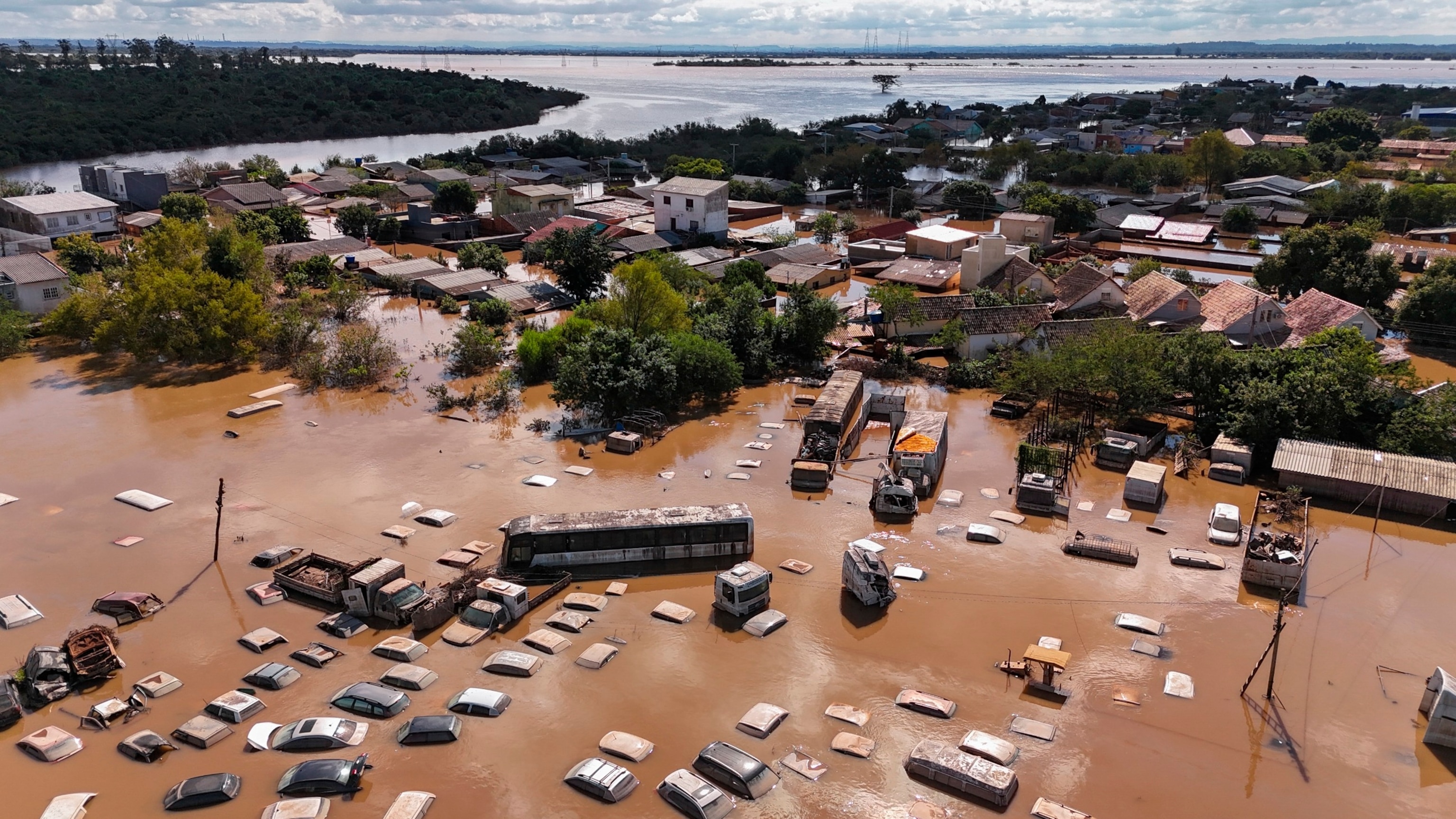 PHOTO: Aerial view of floods in Eldorado do Sul, Rio Grande do Sul state, Brazil, taken on May 9, 2024.