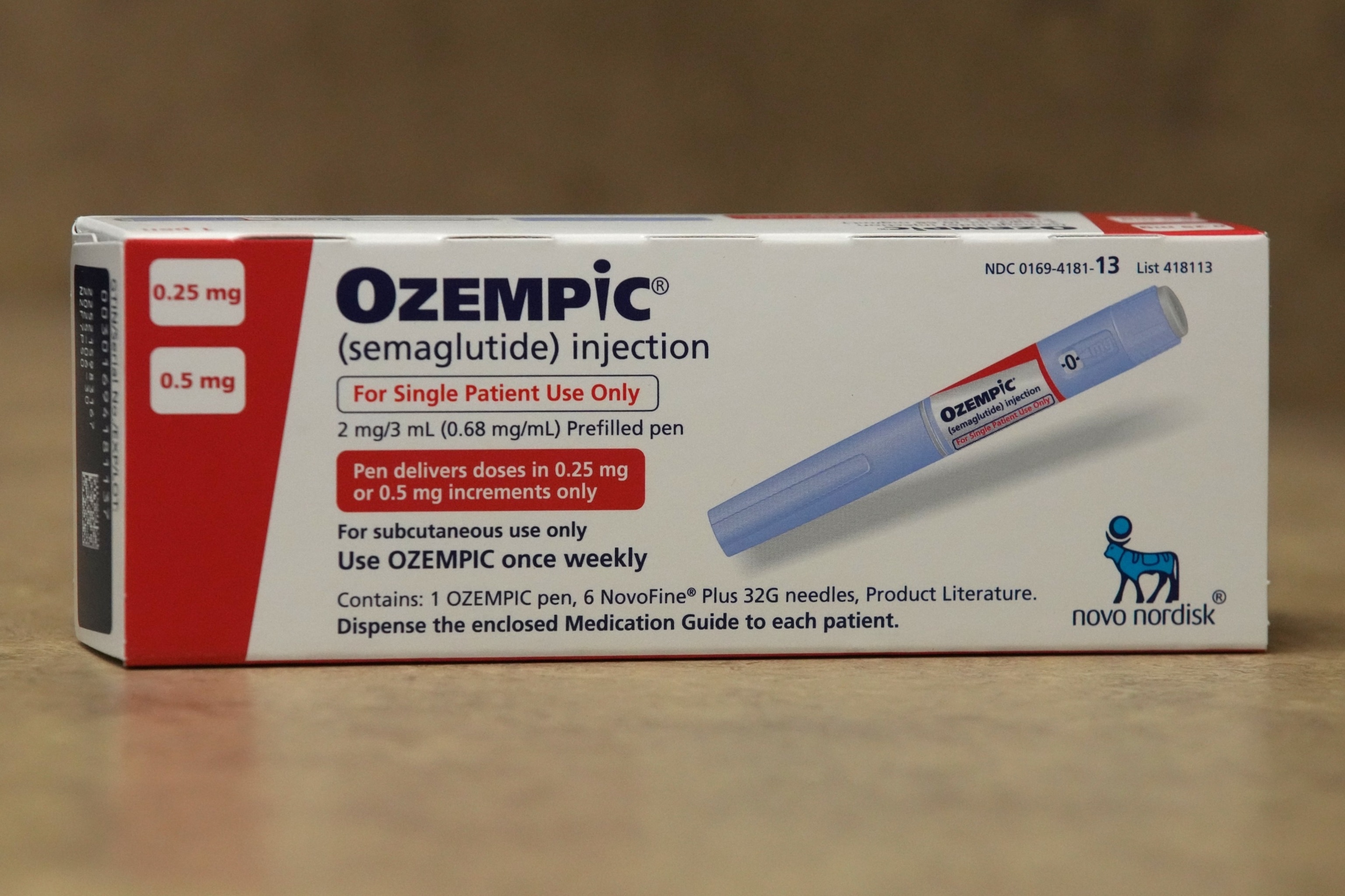 PHOTO: Ozempic brand semaglutide medication arranged at a pharmacy in Provo, UT, Nov. 27, 2023. 