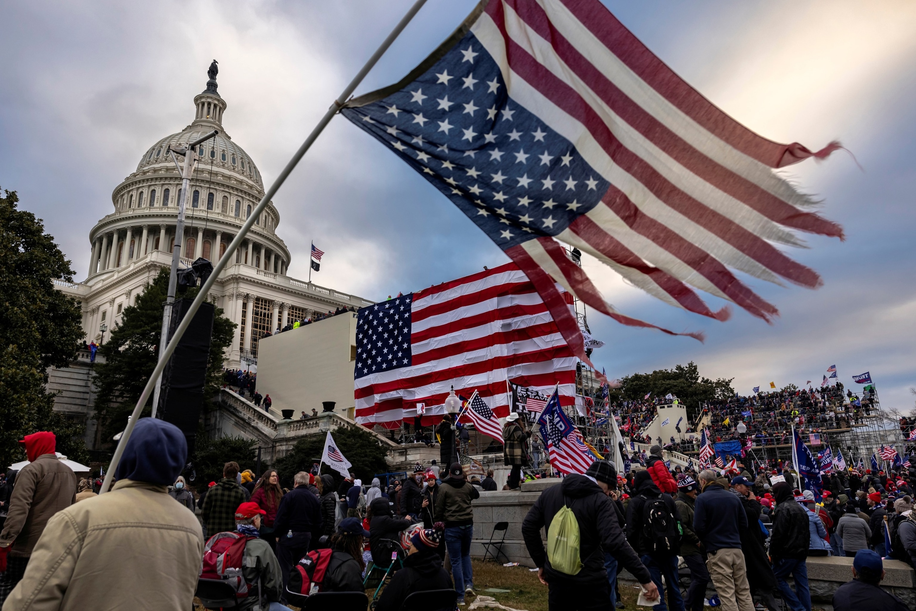 PHOTO: Pro-Trump protesters gather in front of the U.S. Capitol Building, on Jan. 6, 2021, in Washington, D.C.