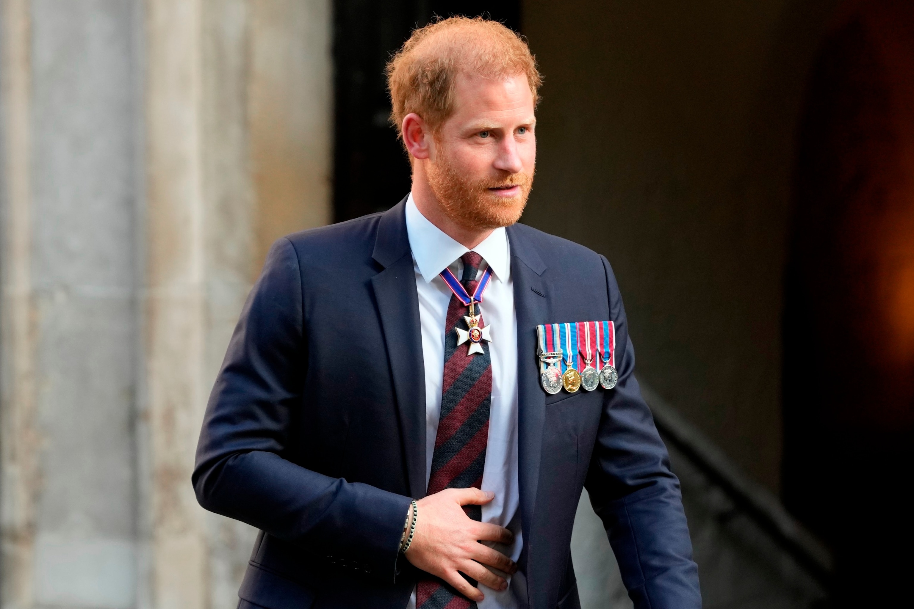 PHOTO: Prince Harry leaves after attending an Invictus Games Foundation 10th Anniversary Service of Thanksgiving at St Paul's Cathedral in London, May 8, 2024. 