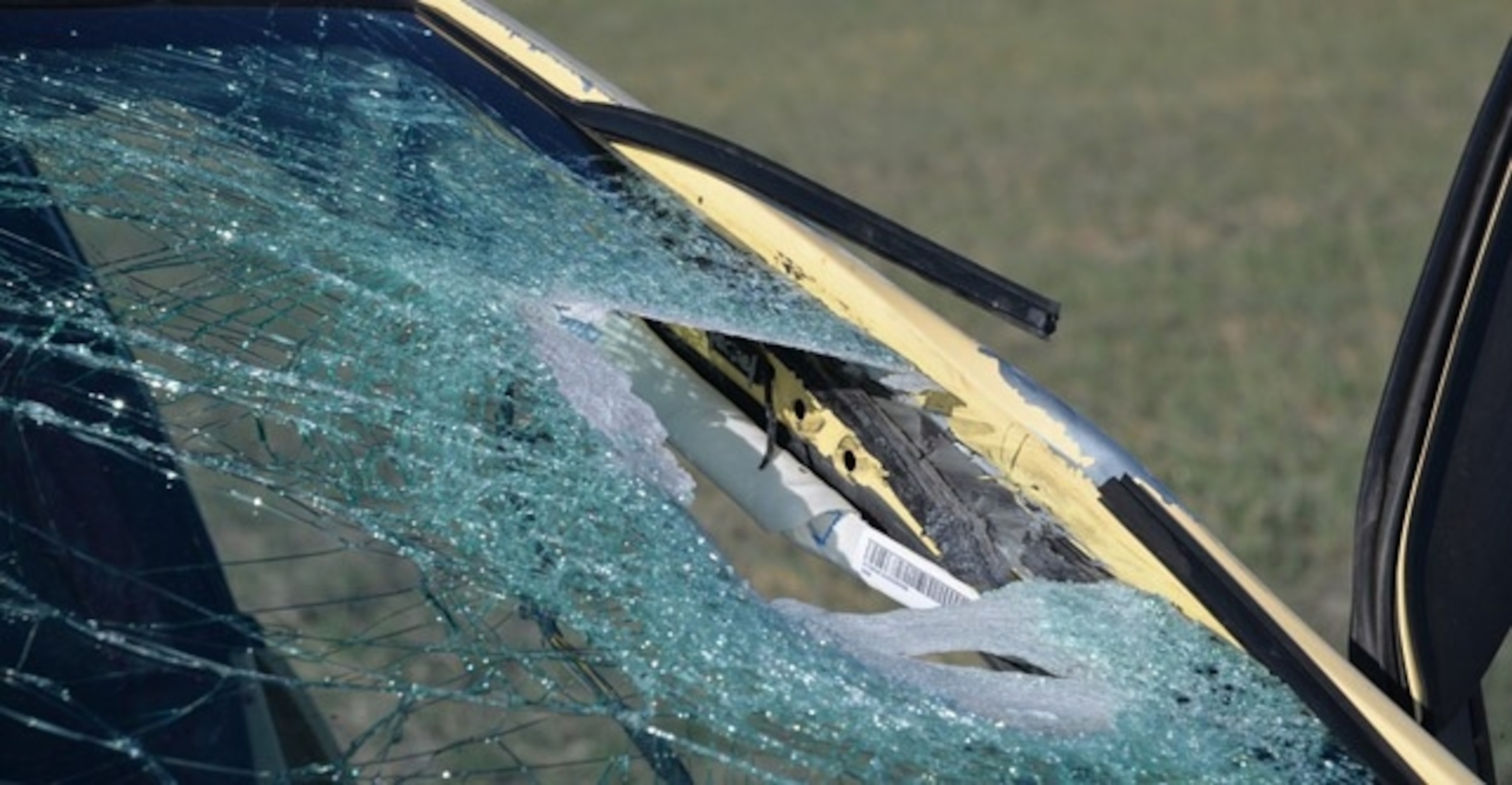 PHOTO: Damage to Alexa Bartell's car is shown after she was fatally injured by a rock, on April 19, 2023.