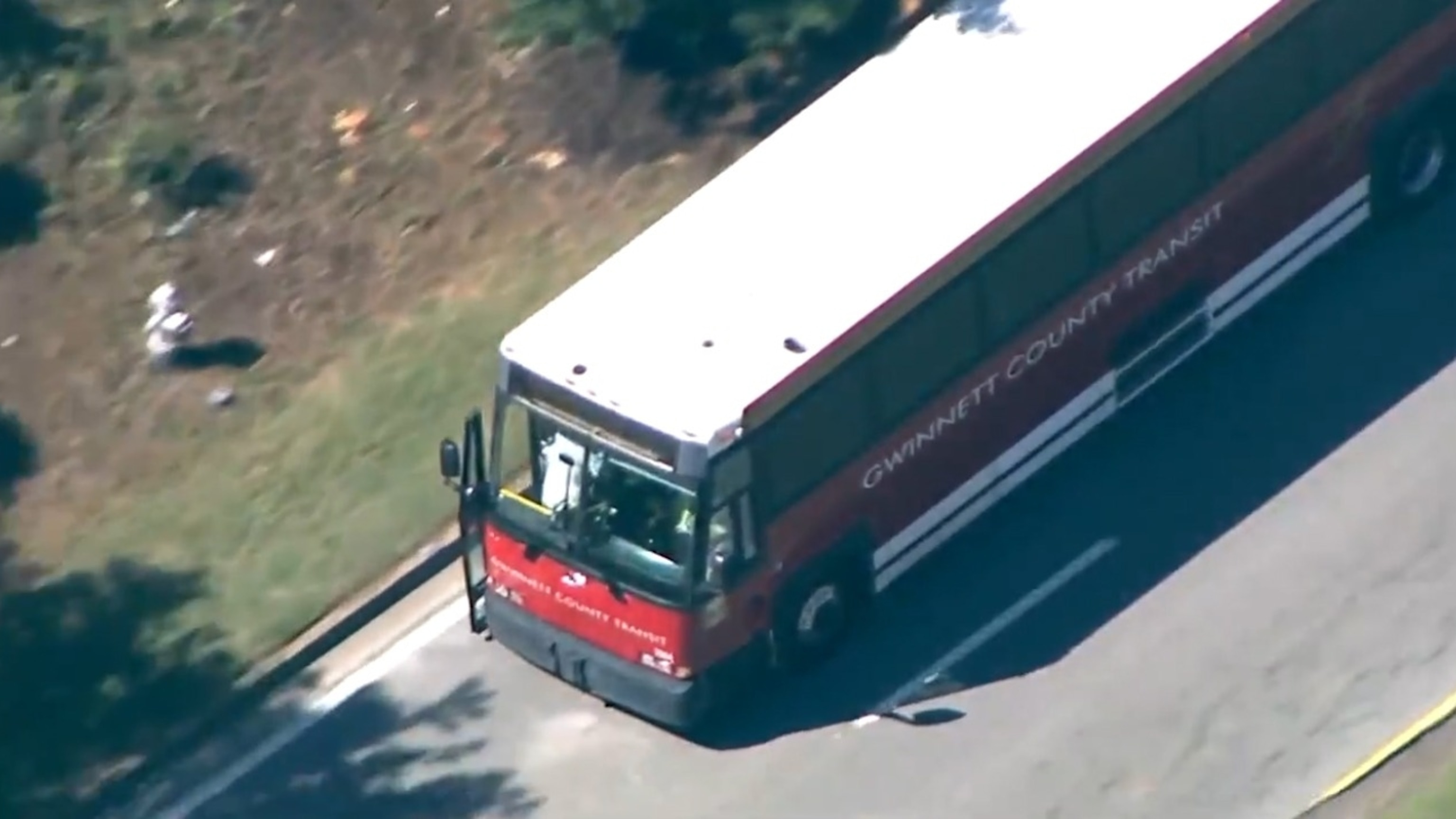 PHOTO: Police pursue a Gwinnett County Transit bus that fled the scene after officers responded to a dispute on the bus, June 11, 2024.