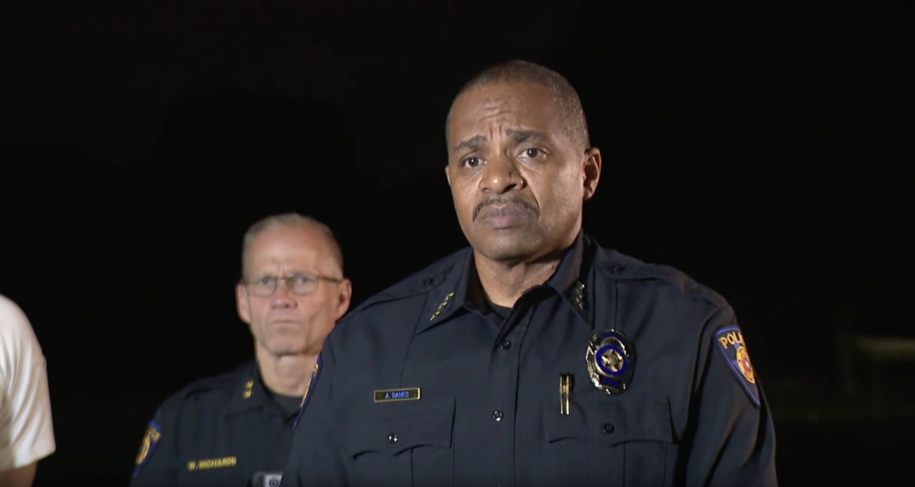 PHOTO: Police Chief Allen Banks talks with reporters after a shooting at the Round Rock Juneteenth Festival in Round Rock, Texas, on June 16, 2024.