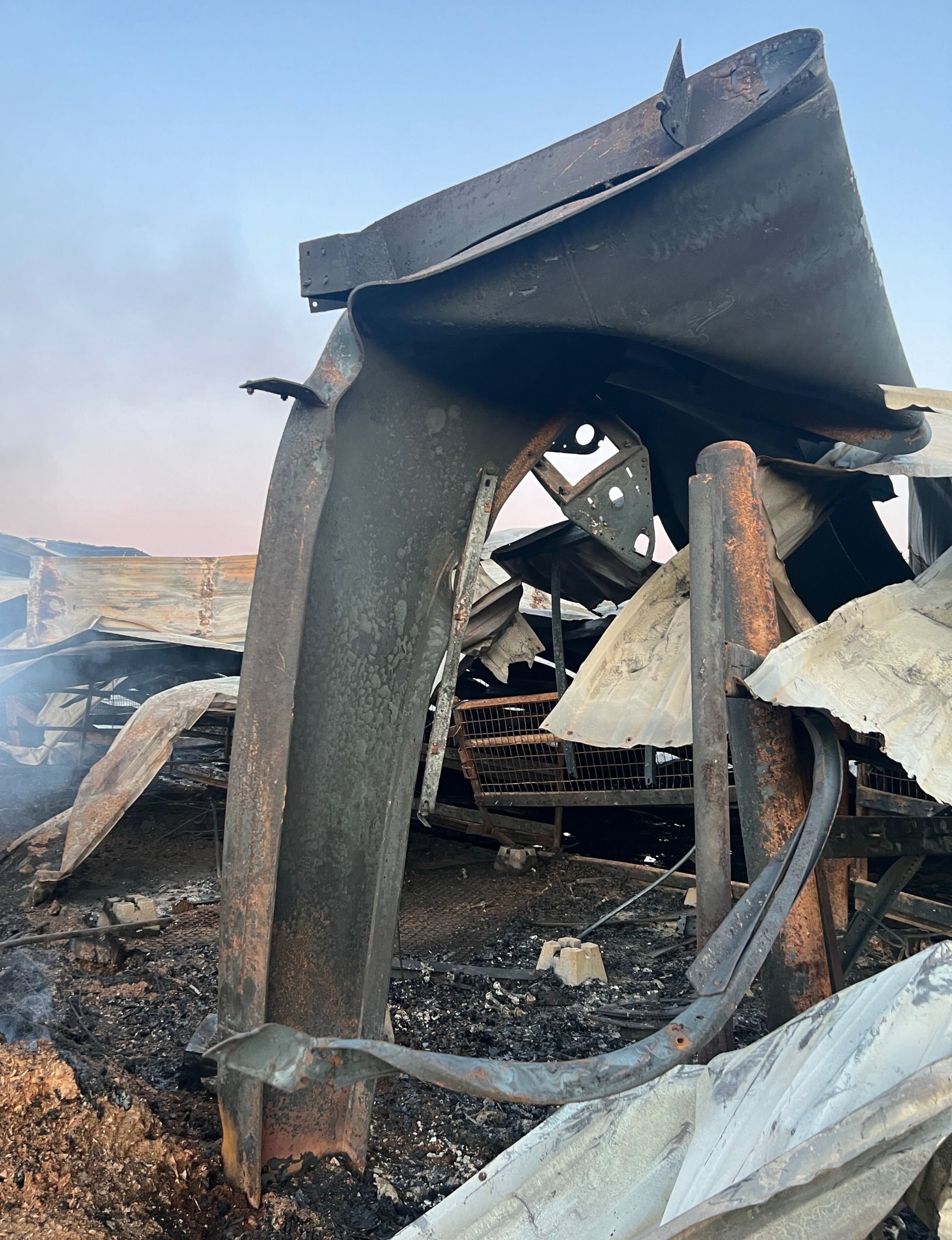 PHOTO: A close-up of burnt metal after the Brant Performance Horses' barn caught fire.