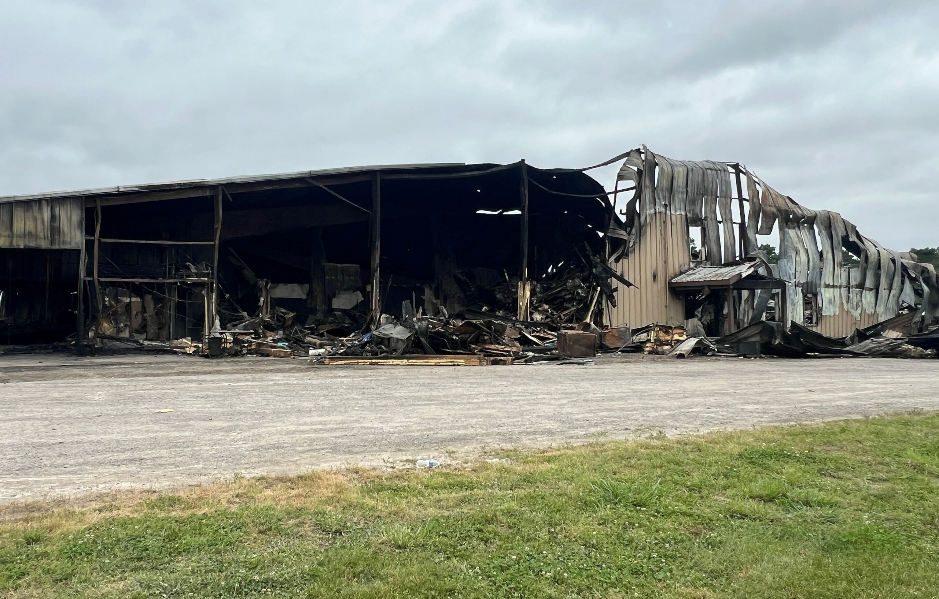 PHOTO: The burnt barn that measured 60,000 square feet belonged to Brant Performance Horses.