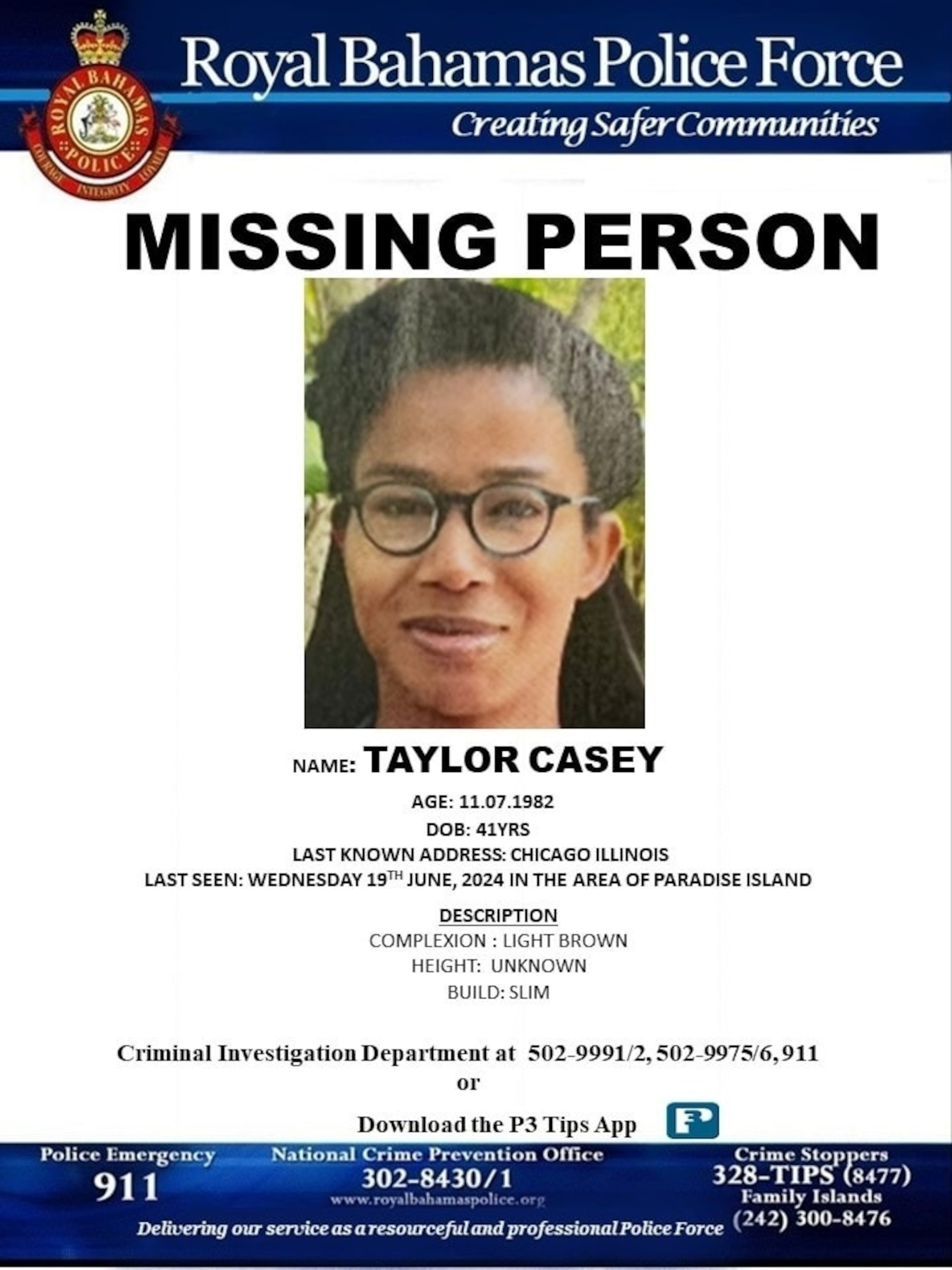 PHOTO: The Royal Bahamas Police Force released this undated photo of Taylor Casey.