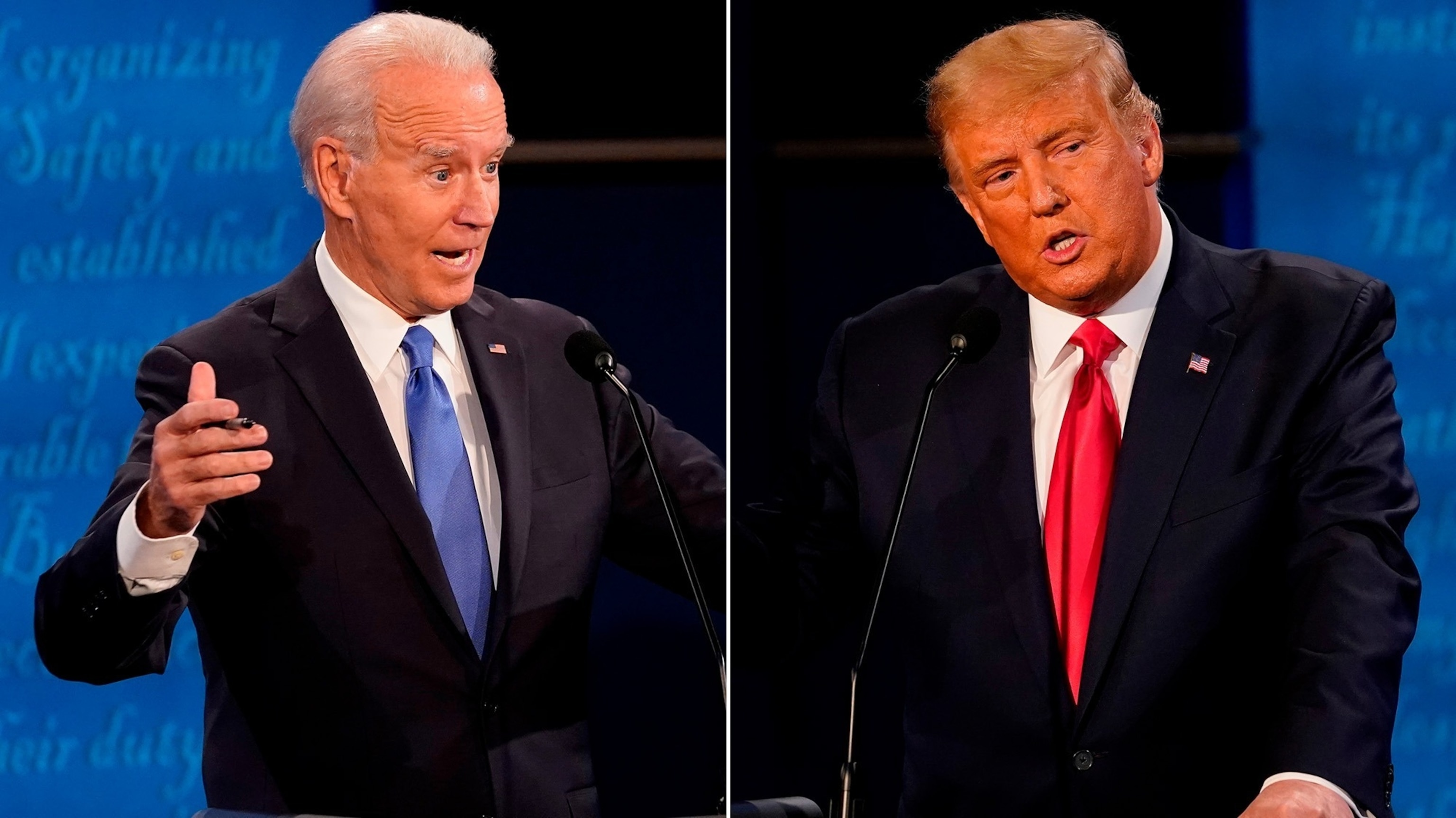 PHOTO: Donald Trump and Joe Biden in 2020 U.S. presidential debates.