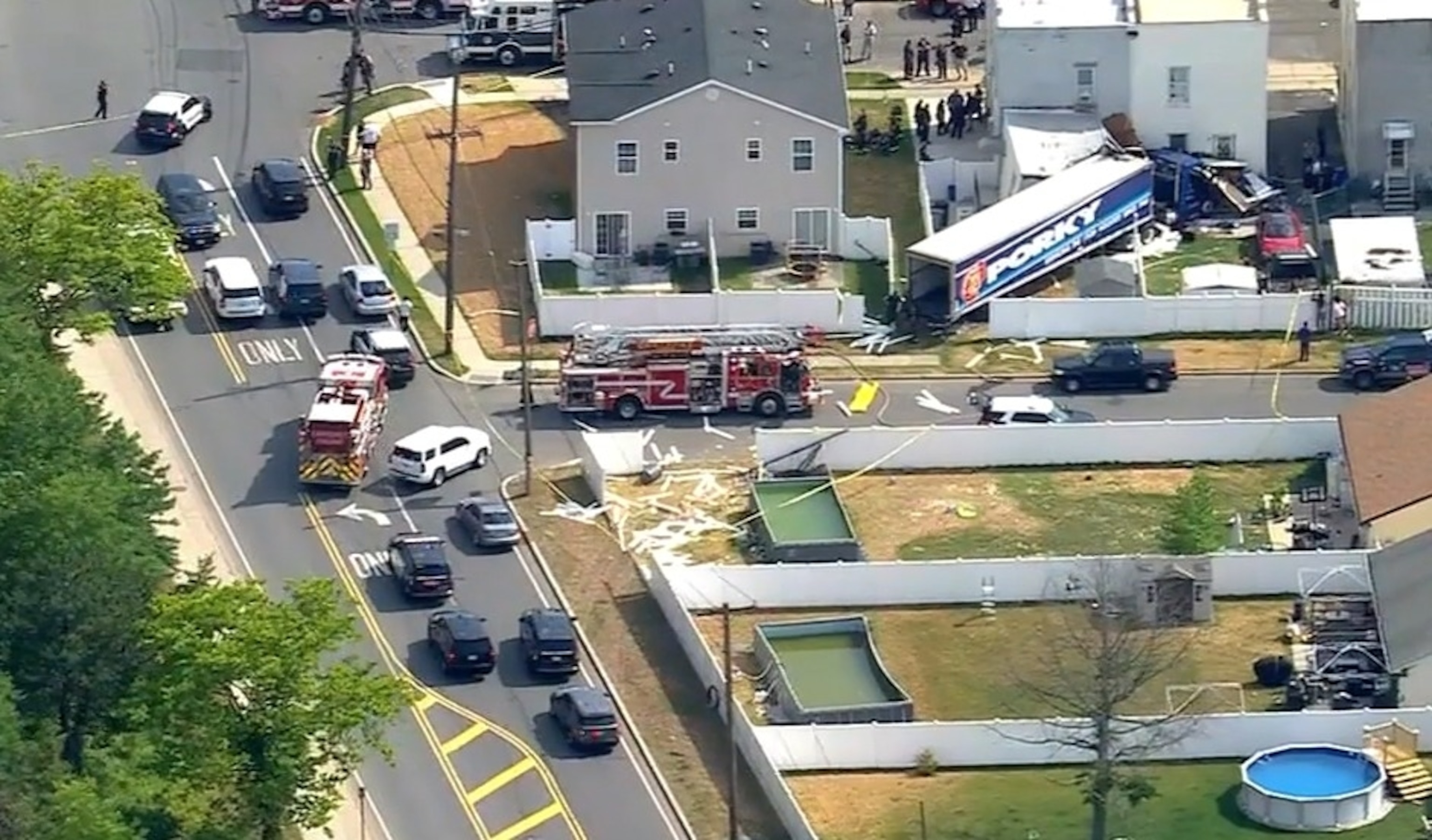 PHOTO: An accident occurred when a tractor trailer crashed into a house on Chrome Avenue near Industrial Highway/Middlesex Ave in NJ. The driver reportedly experienced a medical issue before the collision.