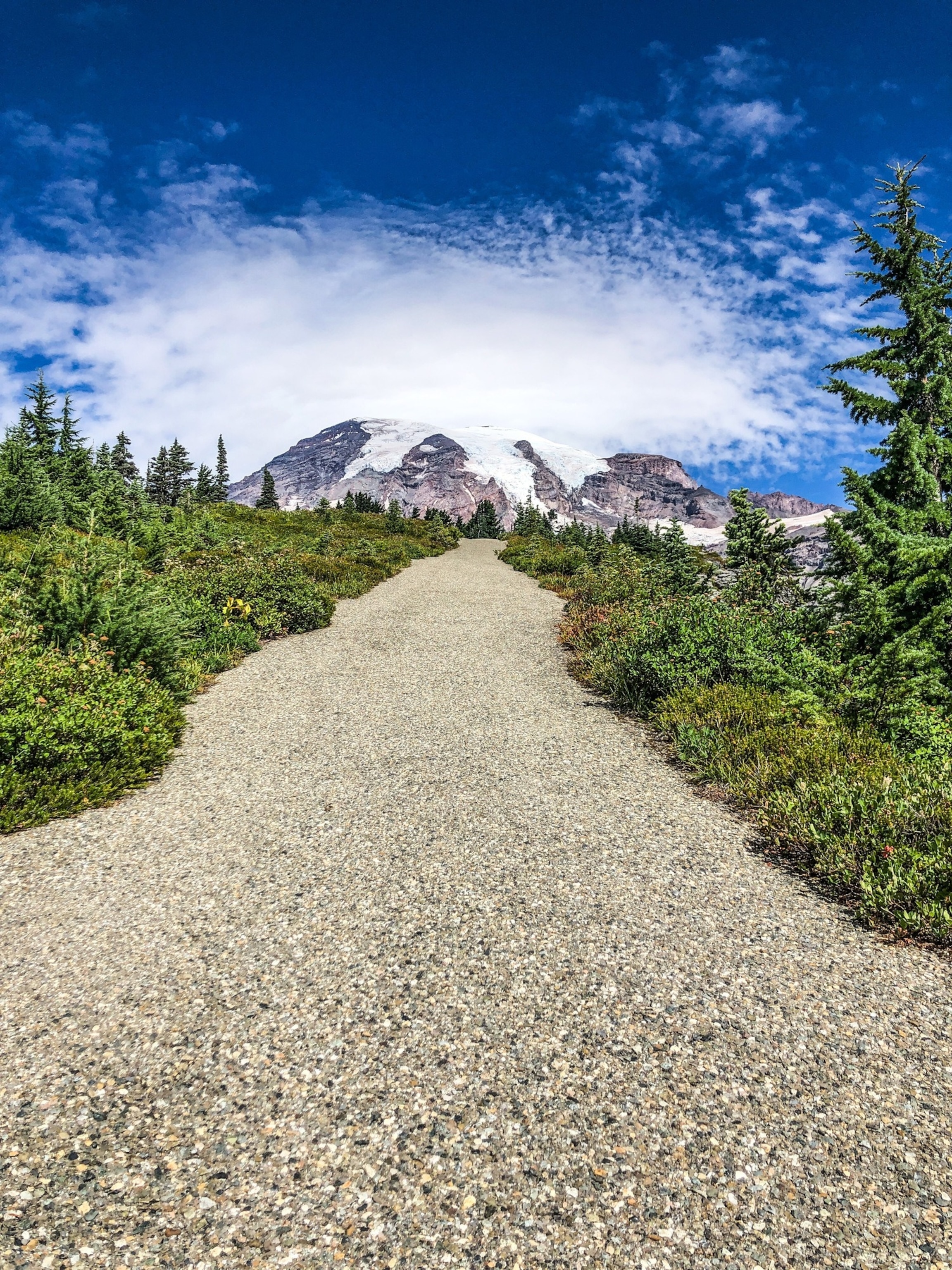 PHOTO: A steep trail takes you towards a view point of Mount Rainier in Paradise, WA.