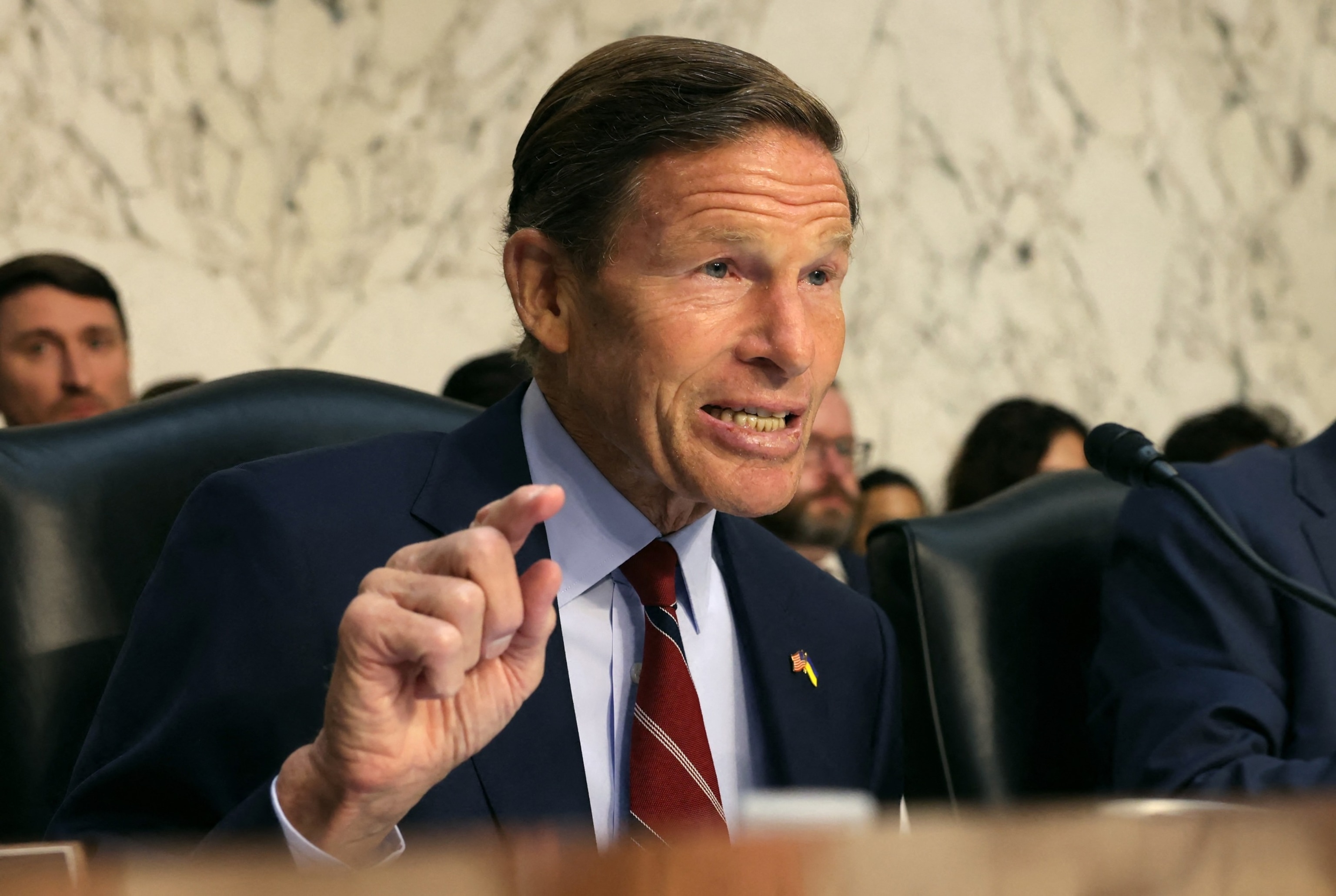 PHOTO: Chairman Richard Blumenthal questions Boeing President and CEO Dave Calhoun during a Senate Homeland Security and Governmental Affairs Committee Investigations Subcommittee hearing in Washington, June 18, 2024.