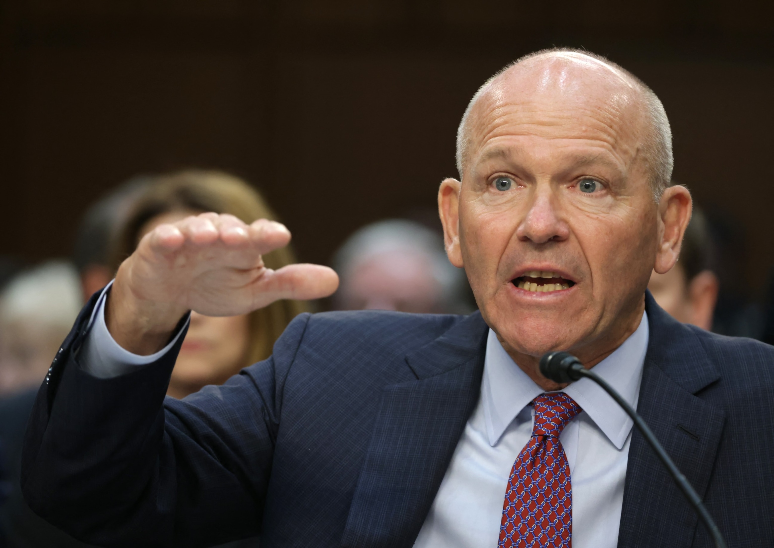 PHOTO: Boeing President and CEO Dave Calhoun testifies during a Senate Homeland Security and Governmental Affairs Committee Investigations Subcommittee hearing to examine "Boeing's broken safety culture" on Capitol Hill in Washington, June 18, 2024.