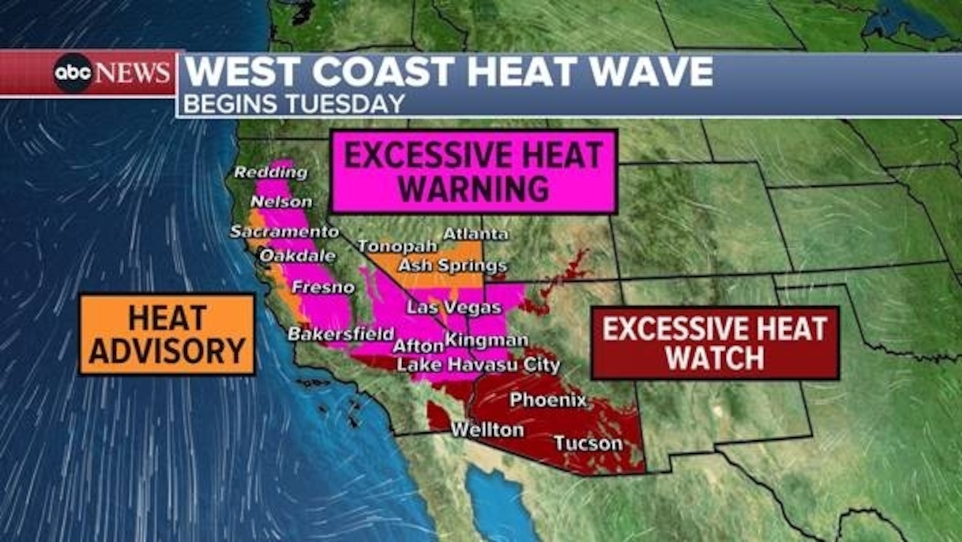 PHOTO: West coast heat wave begins Tuesday.