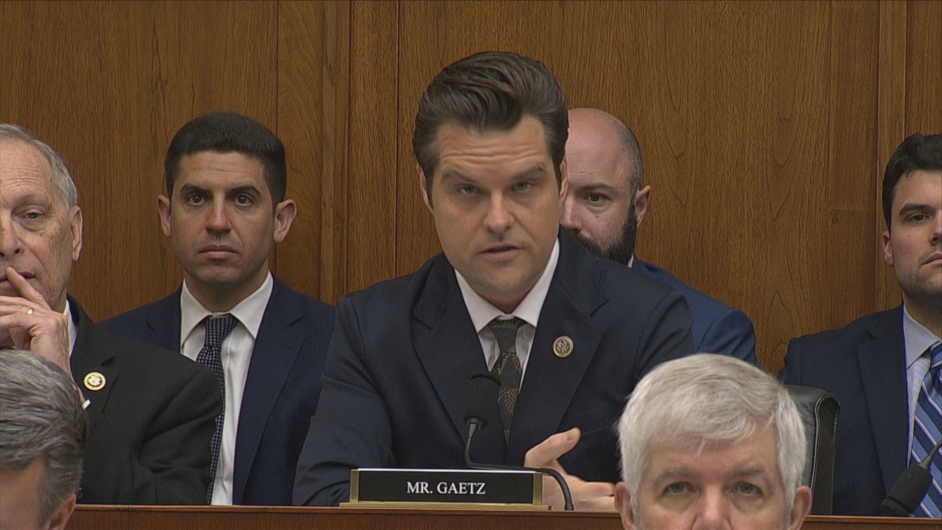 PHOTO: Rep. Matt Gaetz, R-Fla., speaks during a House Judiciary Committee hearing on the Department of Justice, June 4, 2024, on Capitol Hill in Washington.
