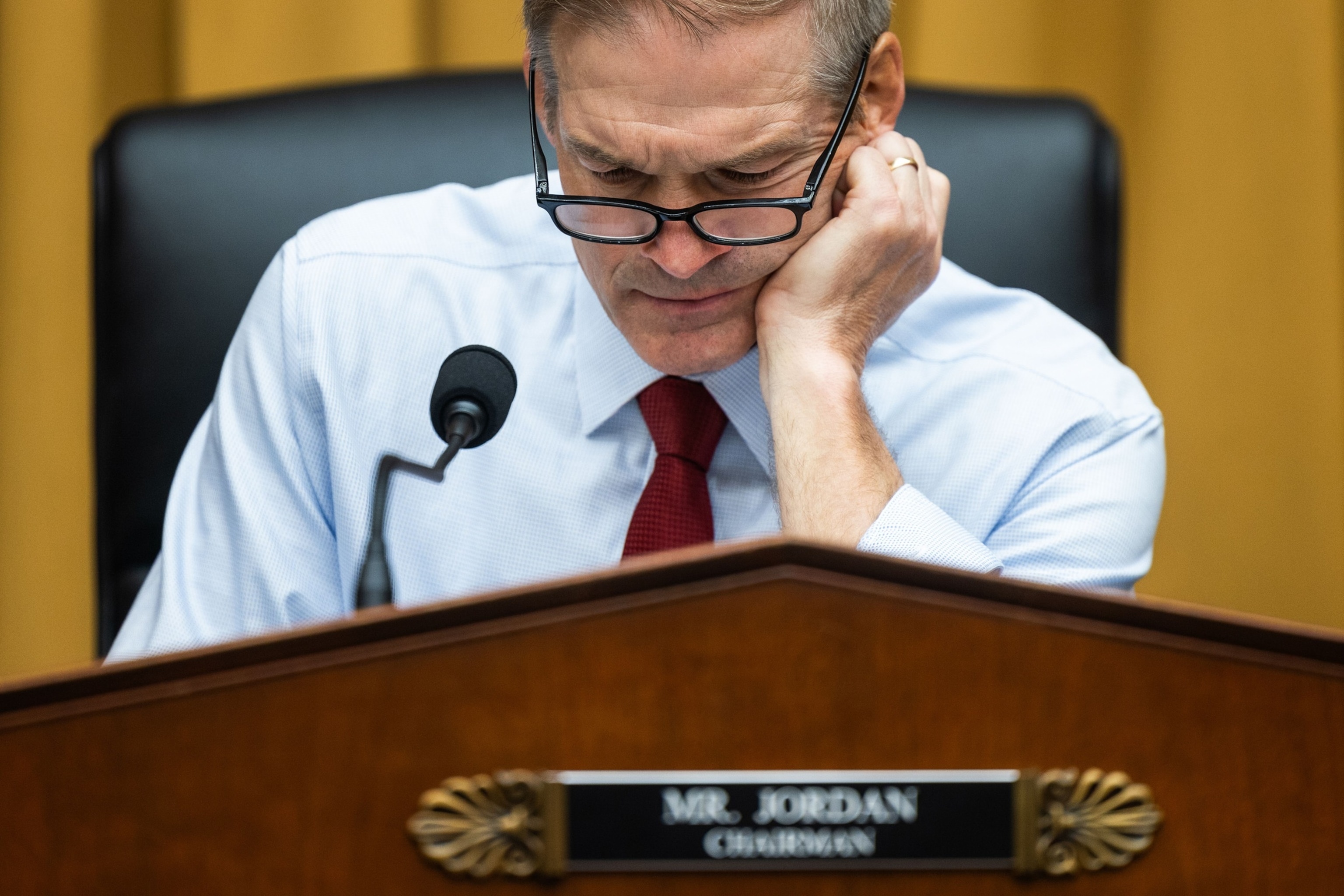 PHOTO: Republican Representative from Ohio, Jim Jordon prepares to question US Attorney General Merrick Garland before the Republican controlled House Judiciary Committee in the Rayburn House Office Building in Washington, D.C., on June 4, 2024. 