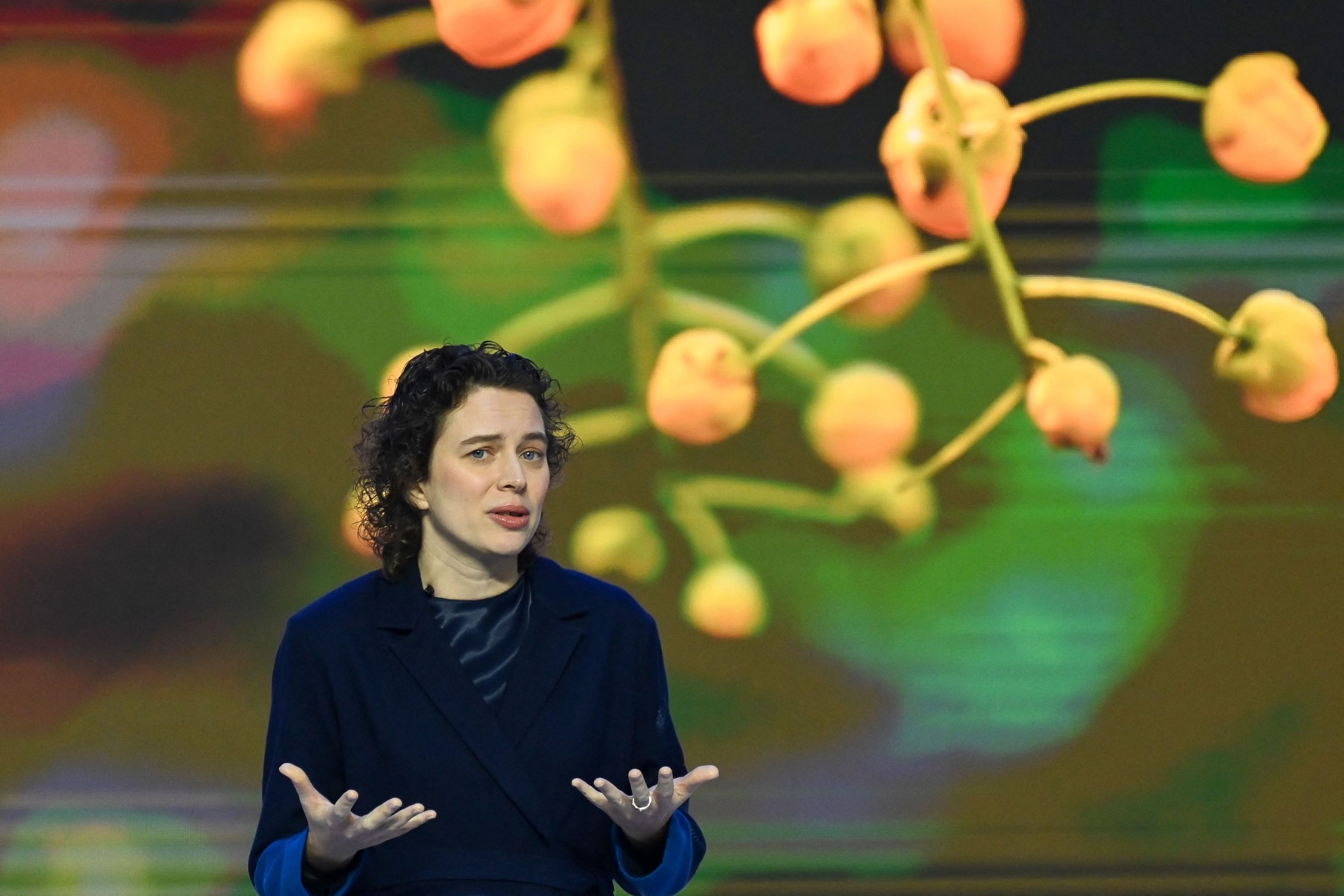 PHOTO: Liz Reid, vice president, search, Google speaks during an event in New Delhi on Dec. 19, 2022. 