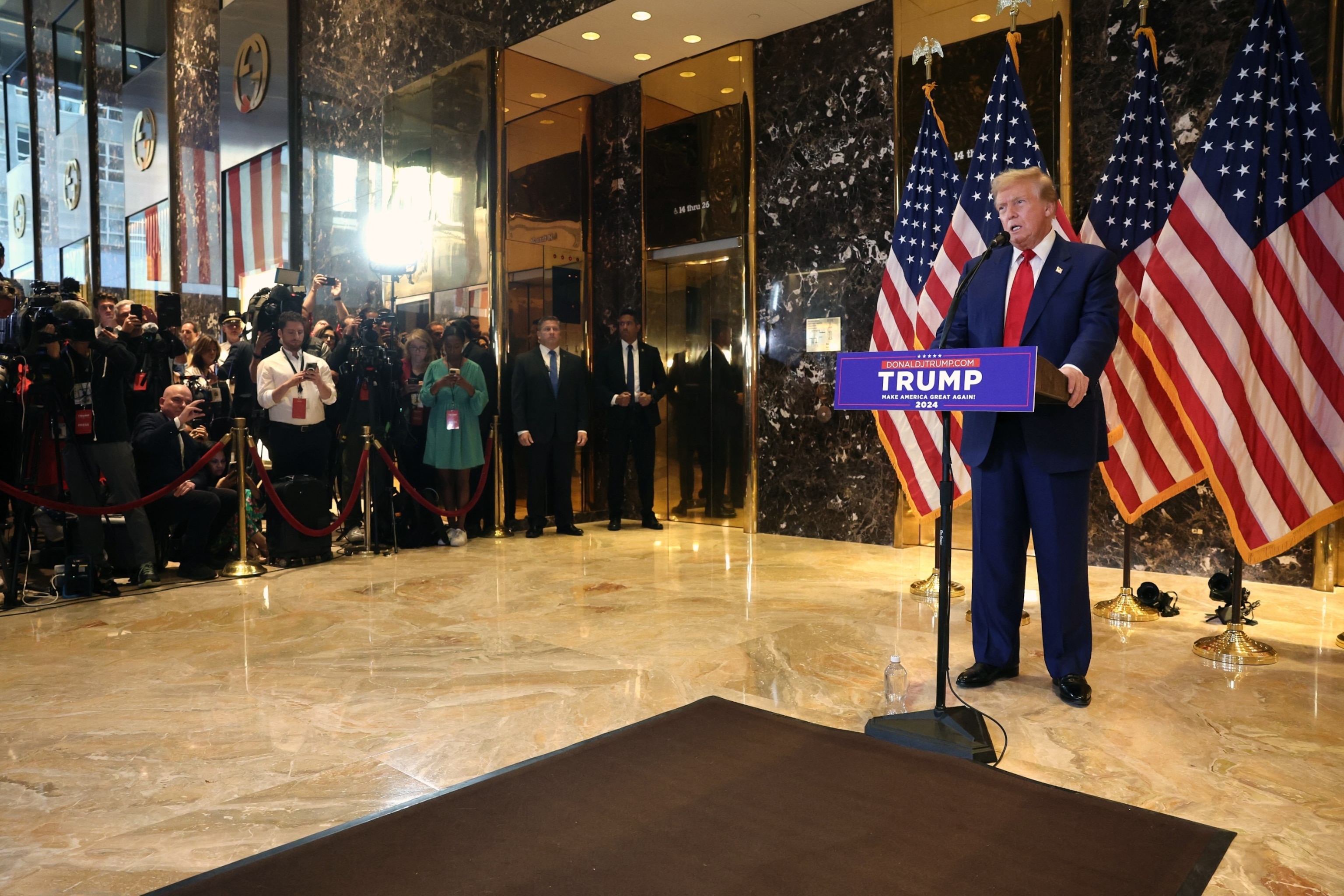PHOTO: Former President Donald Trump holds a press conference following the verdict in his hush-money trial at Trump Tower on May 31, 2024 in New York City. 