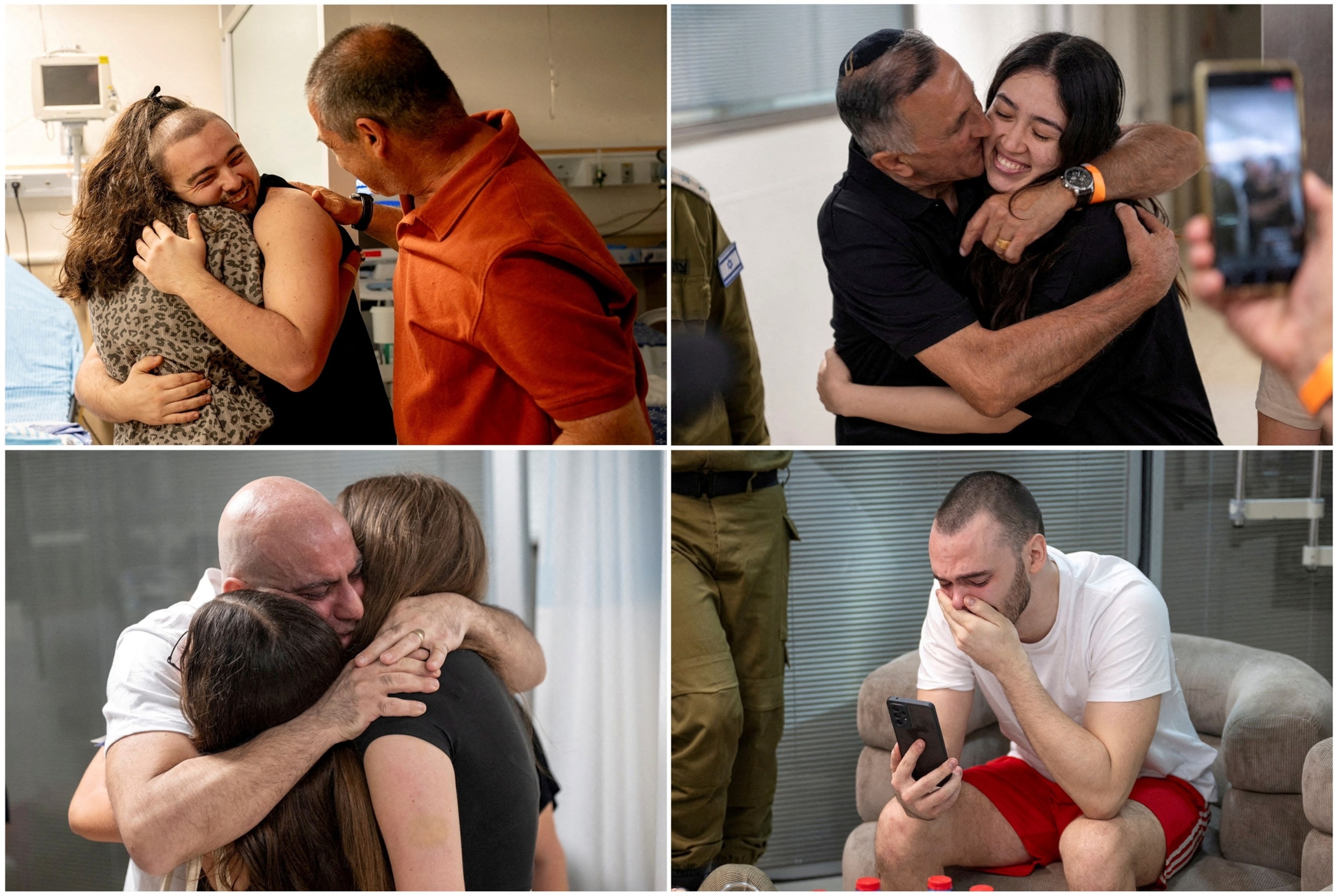 PHOTO: Combination picture shows the four people that were taken hostage by Hamas and were rescued by the Israeli forces alive from the central Gaza Strip