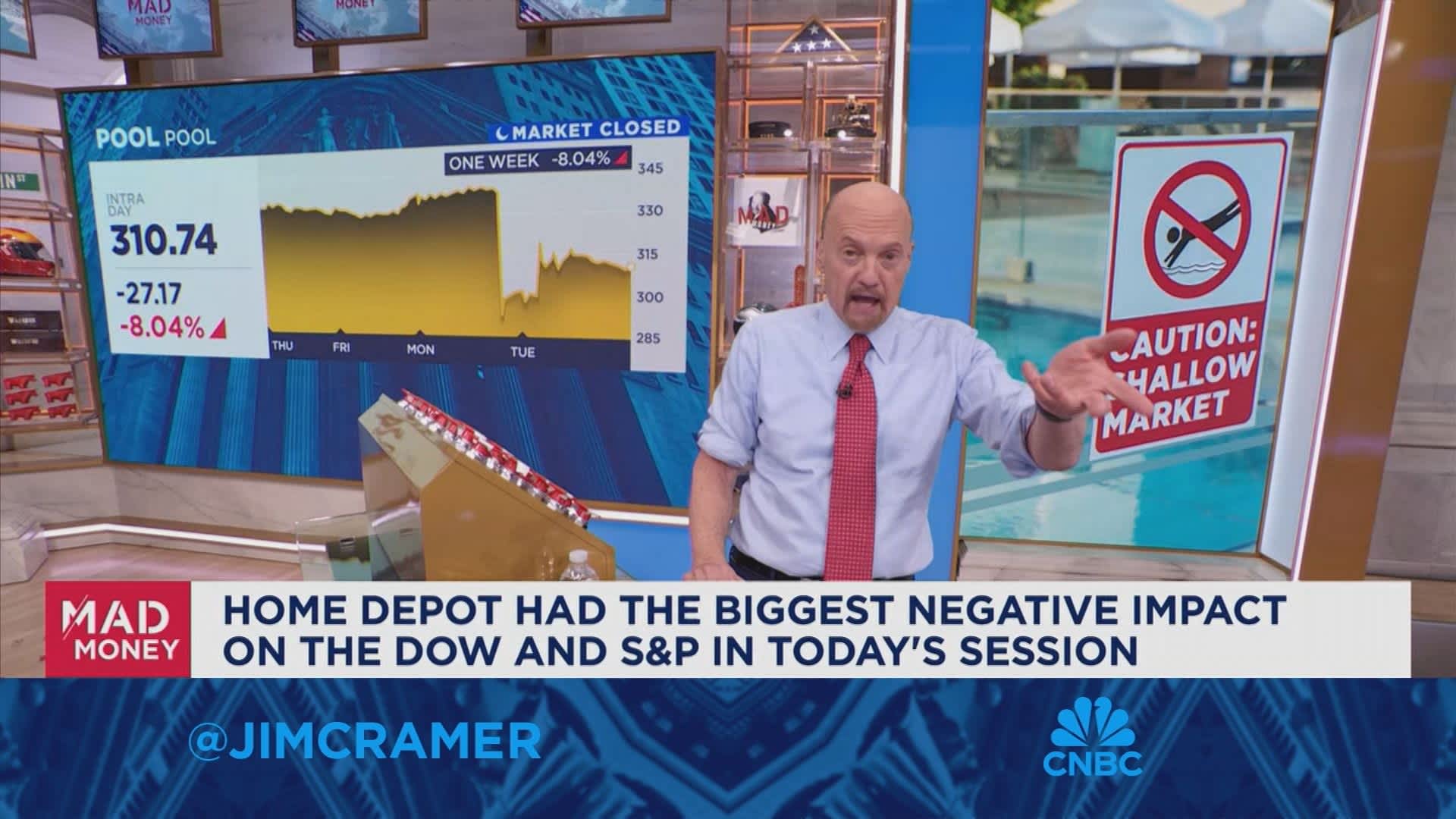 Pool Corp. went down in the deep end and blamed the consumer, says Jim Cramer
