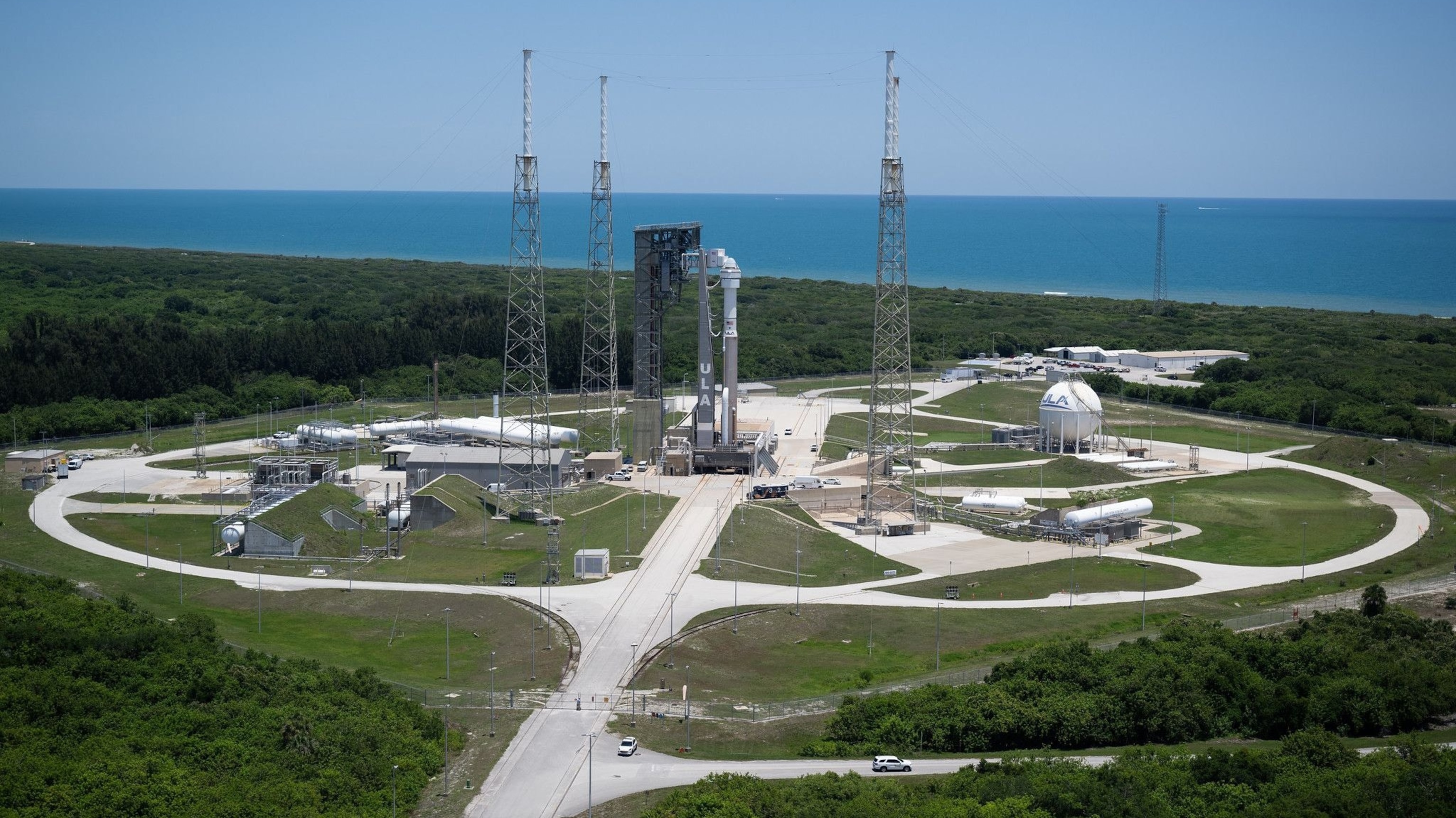 PHOTO: A handout photo made available by NASA shows a United Launch Alliance Atlas V rocket with Boeing's CST-100 Starliner spacecraft at Space Launch Complex 41, at Cape Canaveral Space Force Station in Florida, on May 30, 2024.