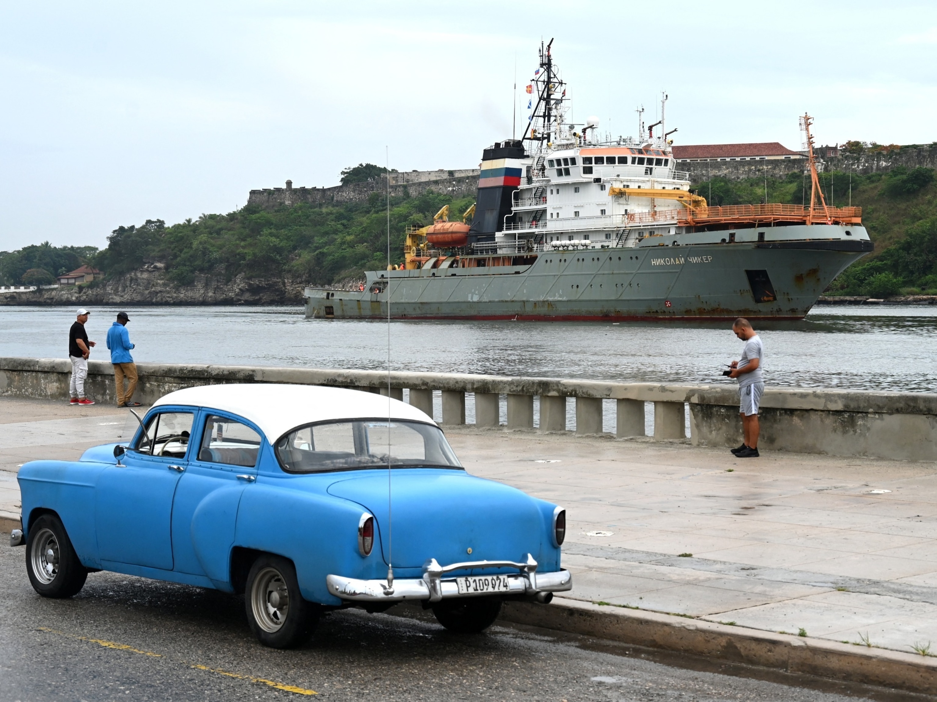 PHOTO: The rescue and tugboat Nicolay Chiker, part of the Russian naval detachment visiting Cuba, arrives at Havana's harbour, June 12, 2024. 