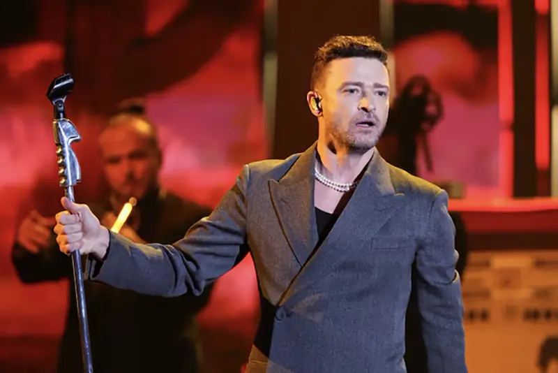 Justin Timberlake performs during the iHeartRadio Music Awards at Dolby Theatre in Los Angeles, California, U.S., April 1, 2024. REUTERS/Mario Anzuoni/File Photo