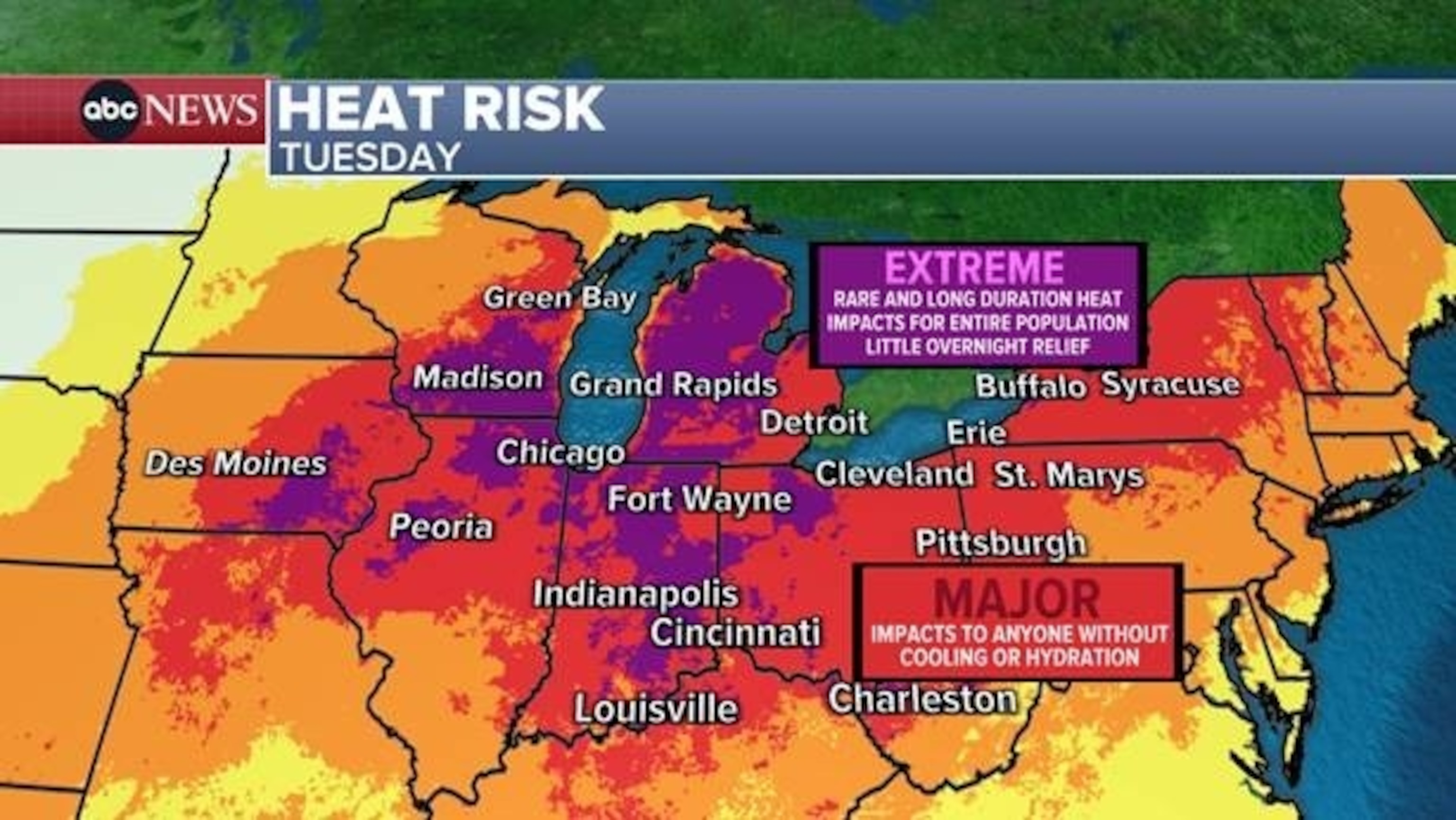 PHOTO: Heat risk weather map for Tuesday, June 18.