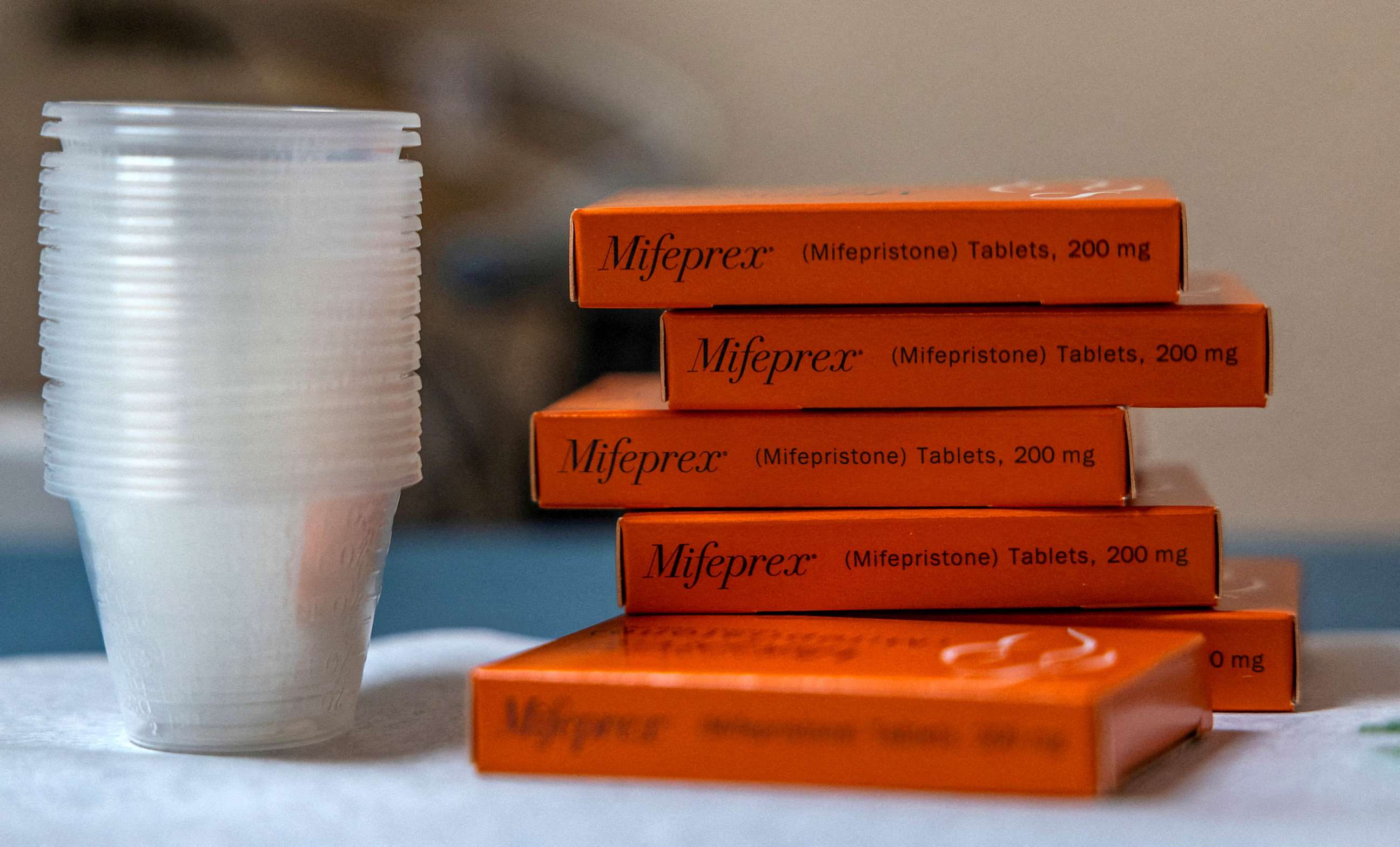 PHOTO: Boxes of mifepristone, the first pill given in a medical abortion, are prepared for patients at Women's Reproductive Clinic of New Mexico in Santa Teresa, N.M., Jan. 13, 2023.