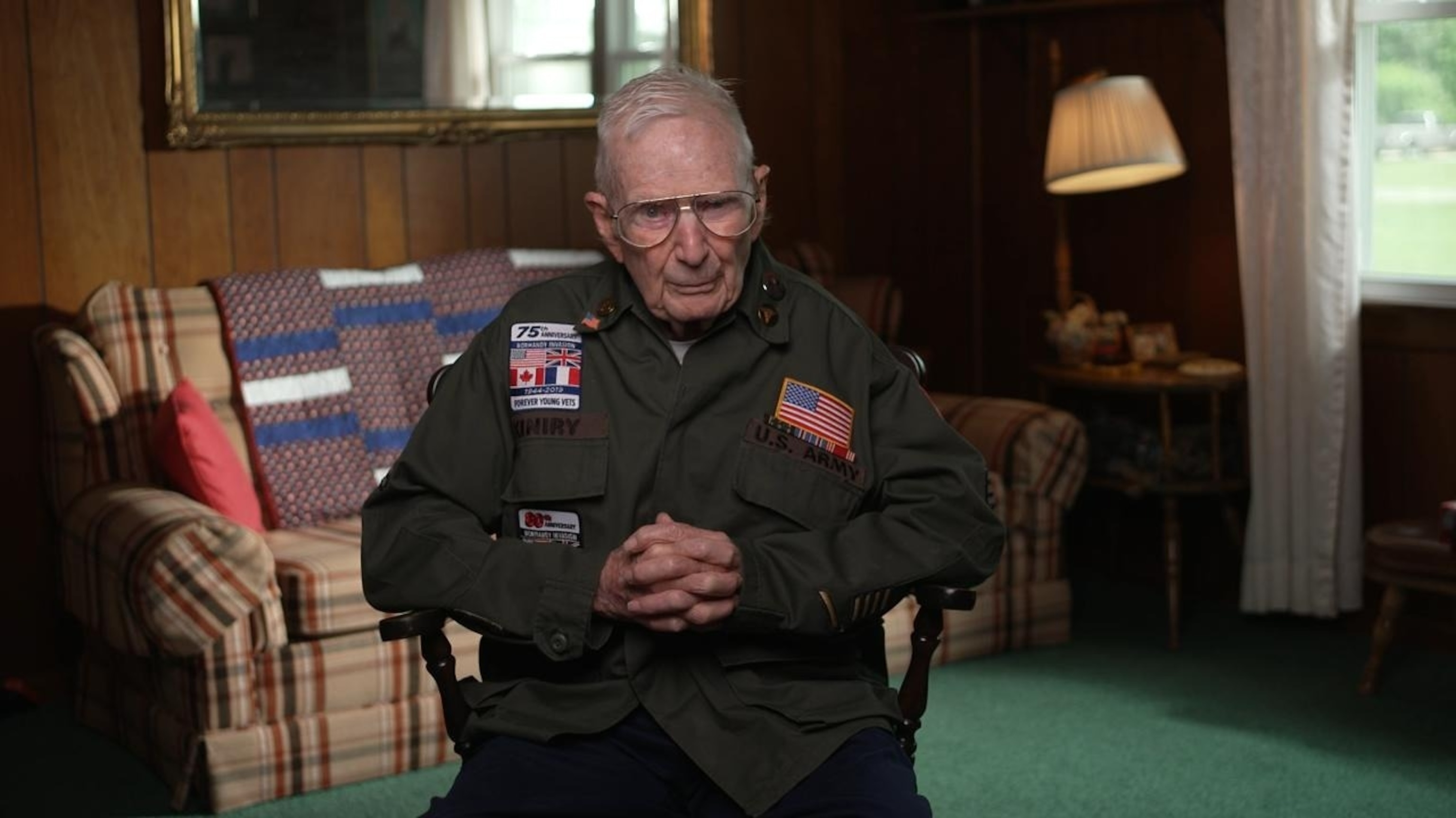 PHOTO: World War II veteran Andrew "Tim" Kiniry looks back on the invasion of Normandy ahead of the 80th anniversary of D-Day.