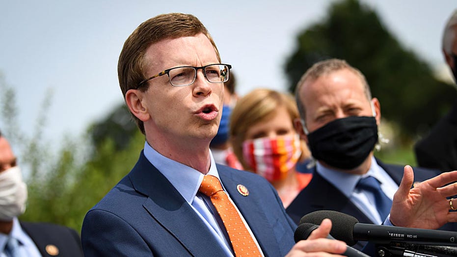 Rep. Dusty Johnson, R-S.D., speaks at a press conference on Tuesday, Sept. 15, 2020. 