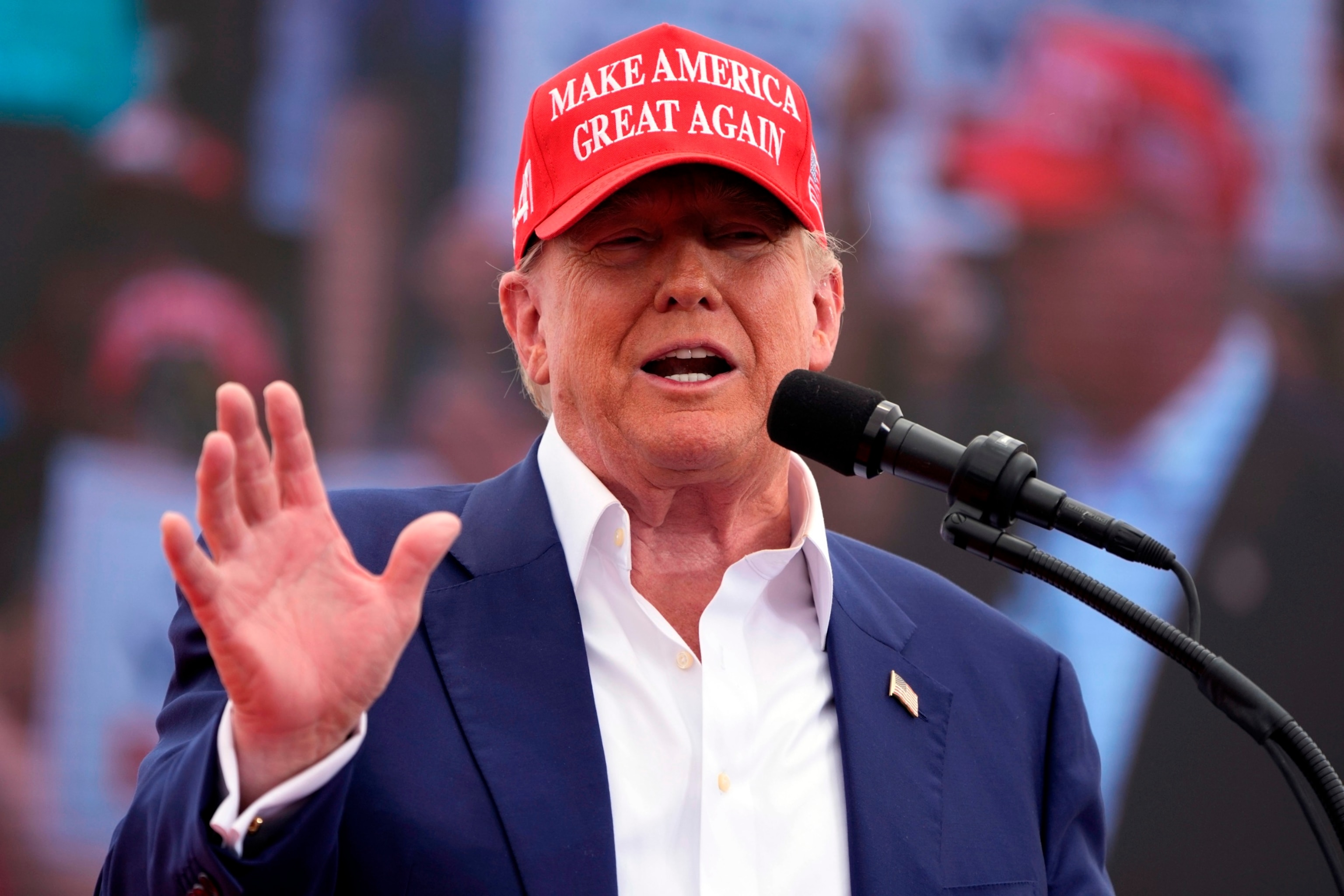 PHOTO: Republican presidential candidate former President Donald Trump speaks at a campaign rally, June 9, 2024, in Las Vegas. 