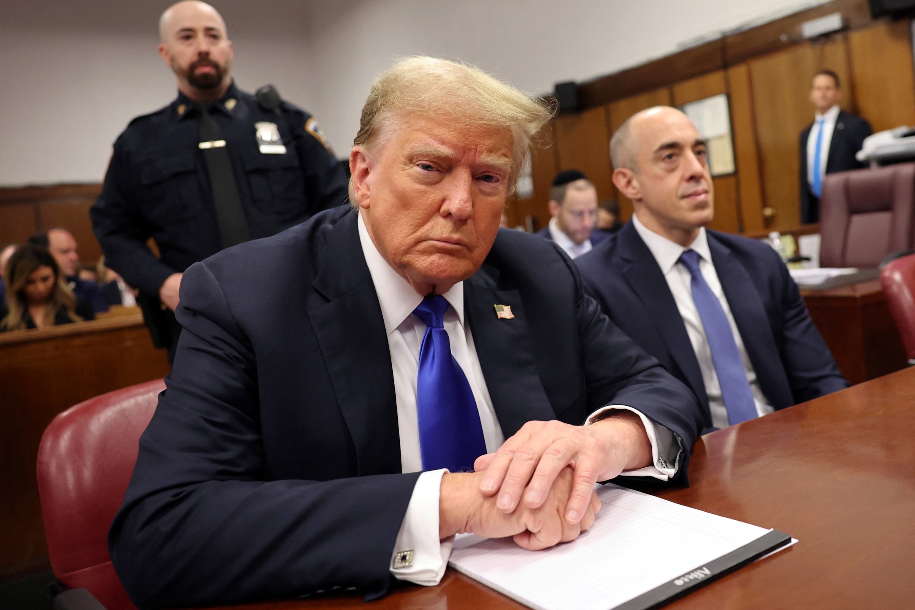 PHOTO: Former President Donald Trump sits in the courtroom during his hush money trial at Manhattan Criminal Court, May 30, 2024, in New York City. 