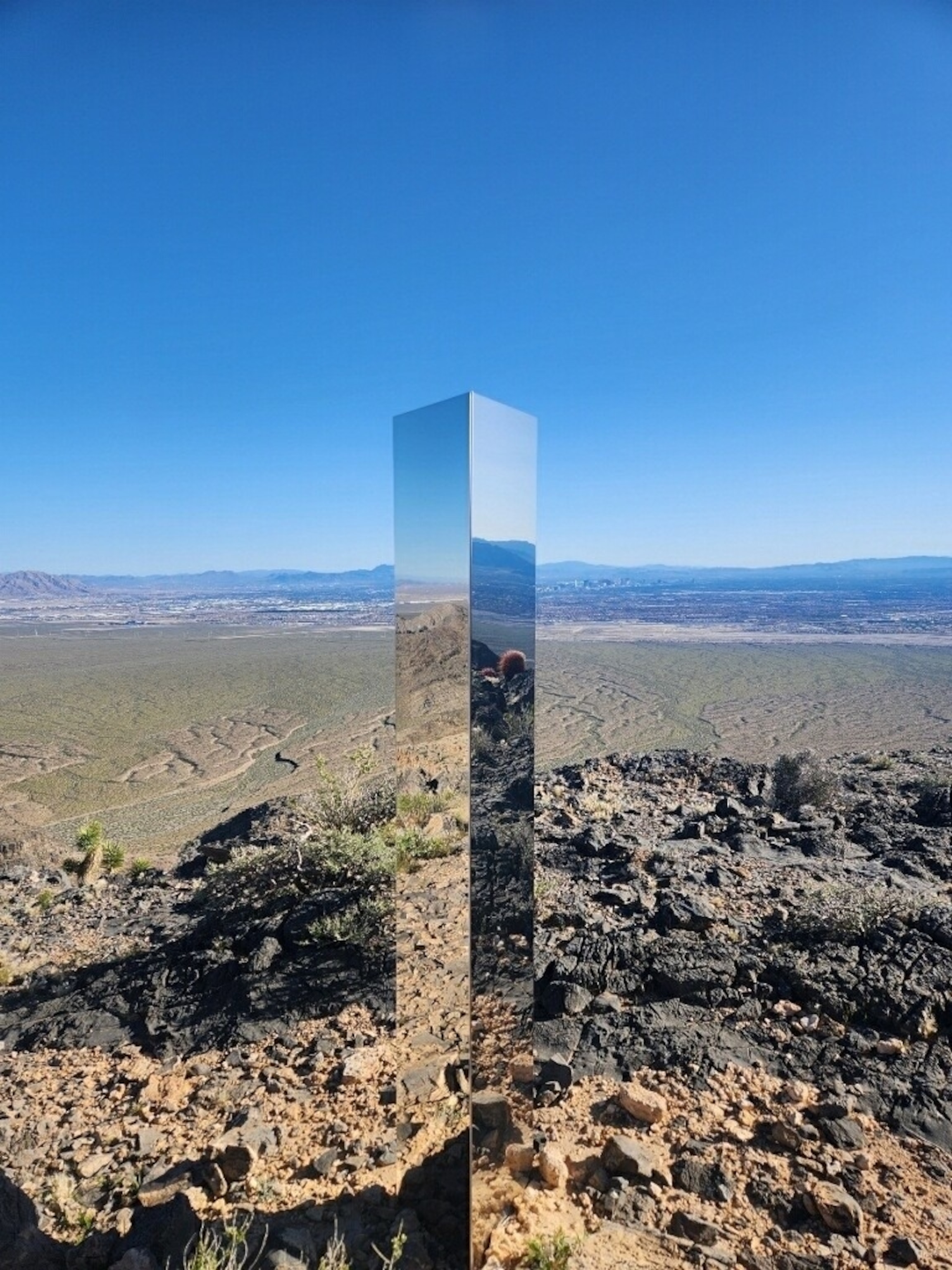PHOTO: The Las Vegas Metro Police Department posted a photo to X showing a mysterious monolith near Gass Peak, north of the valley, Las Vegas, NV, June 17, 2024.
